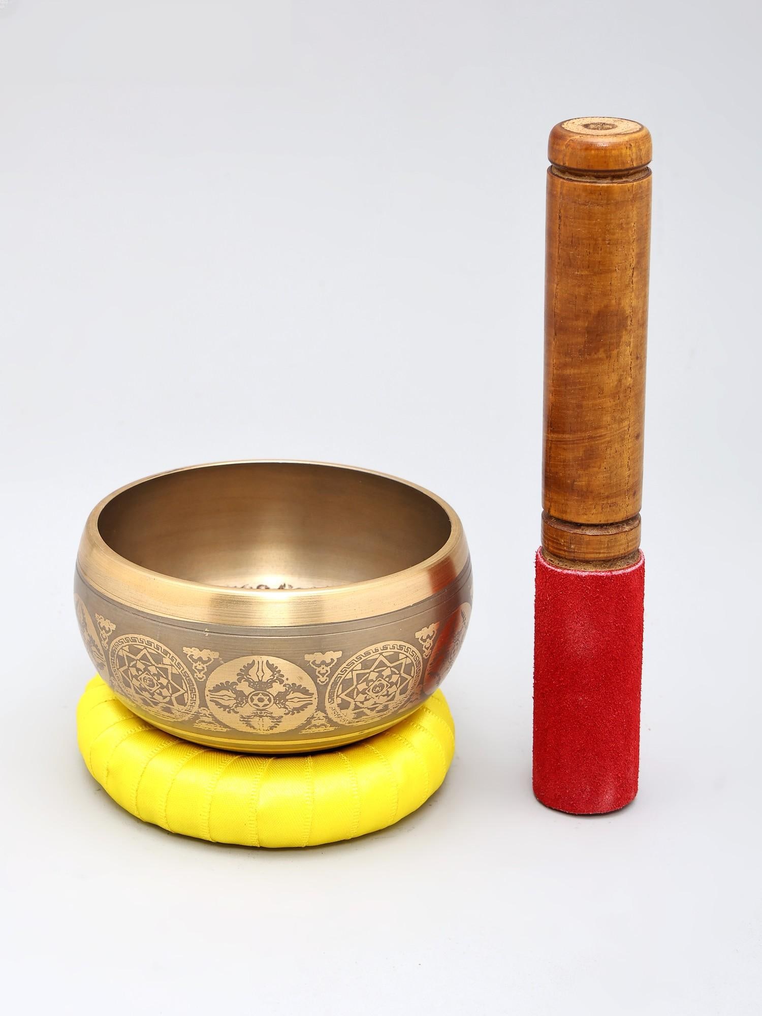 Sound Healing Bronze Singing Bowl with Pancha Buddha | Handmade | Made in India - 2
