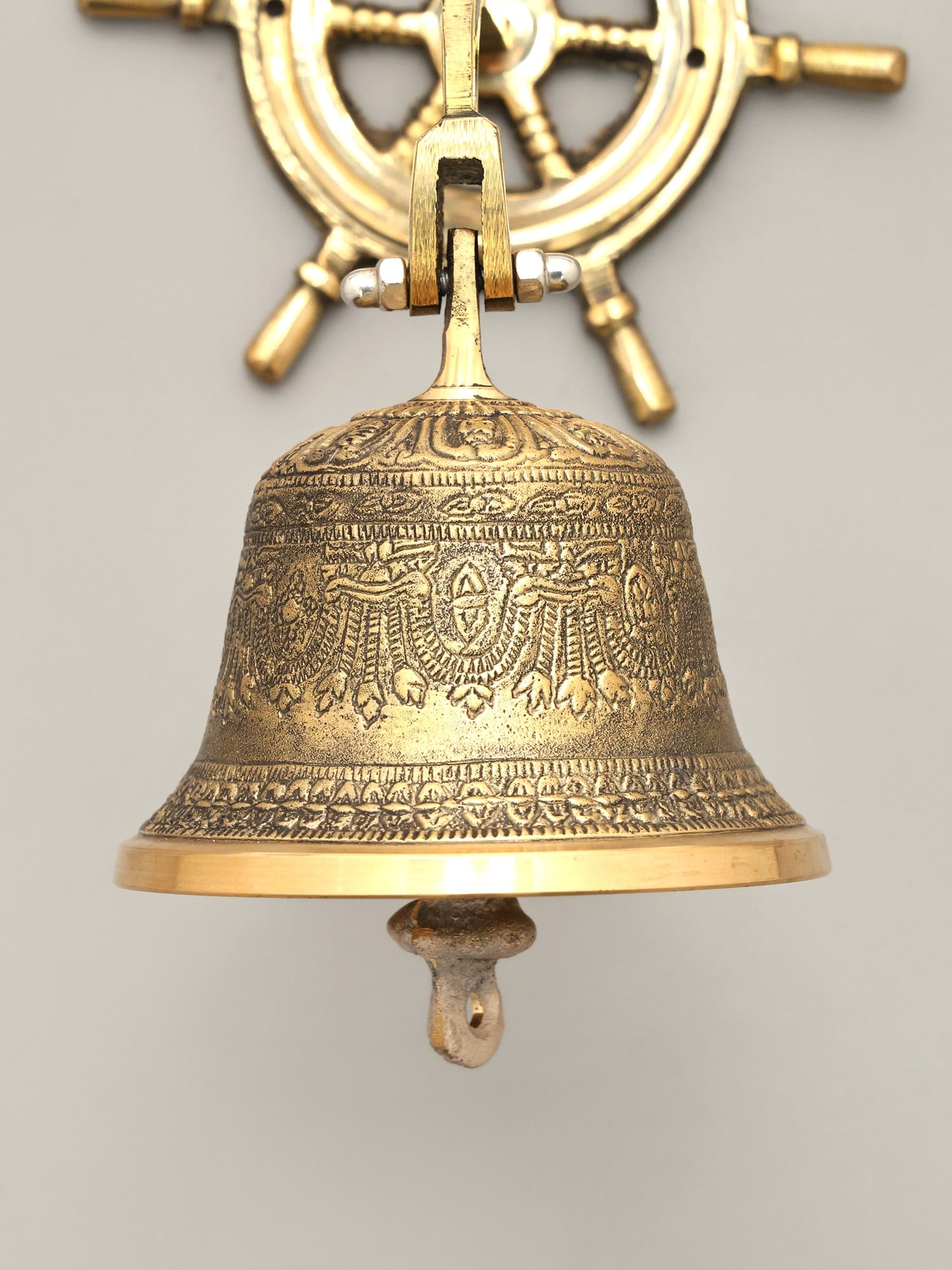 9" Wall Hanging Ritual Bell in Brass - 2