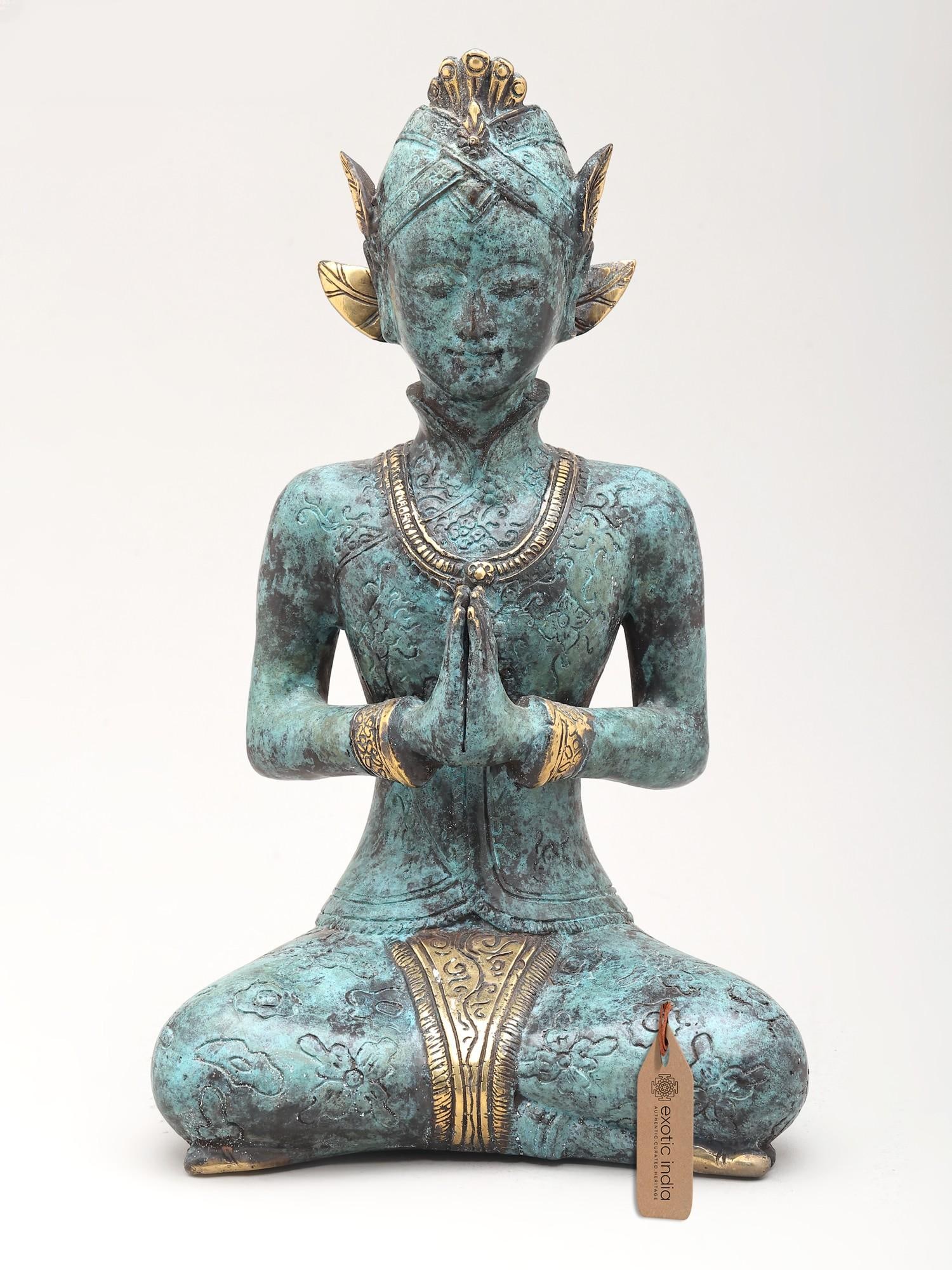 10" Thai Thepphanom (Guardian Angel) | Pair of Brass Statues - 2