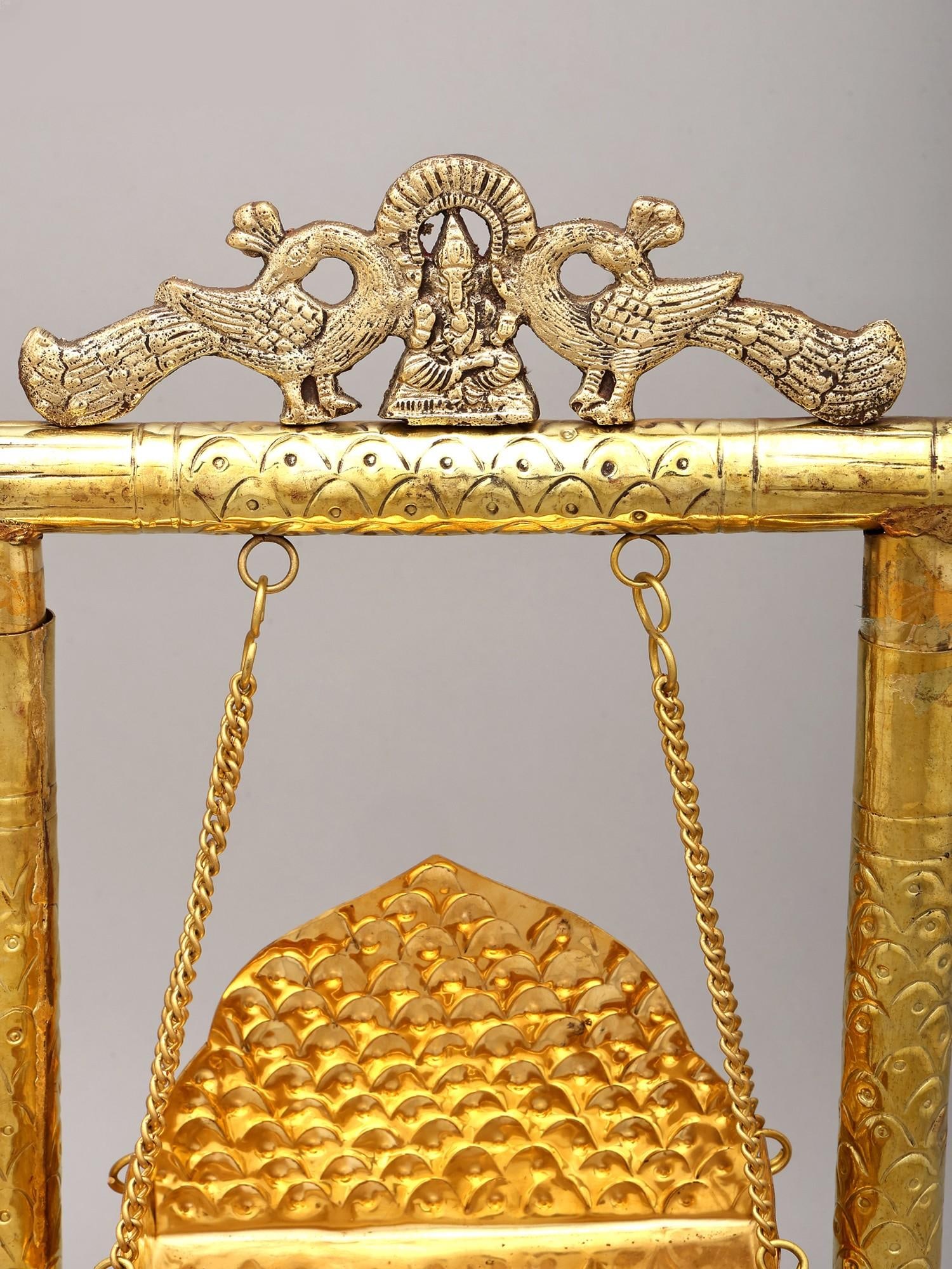 15" Peacock Design Lord Ganesha Swing/Jhula - 2
