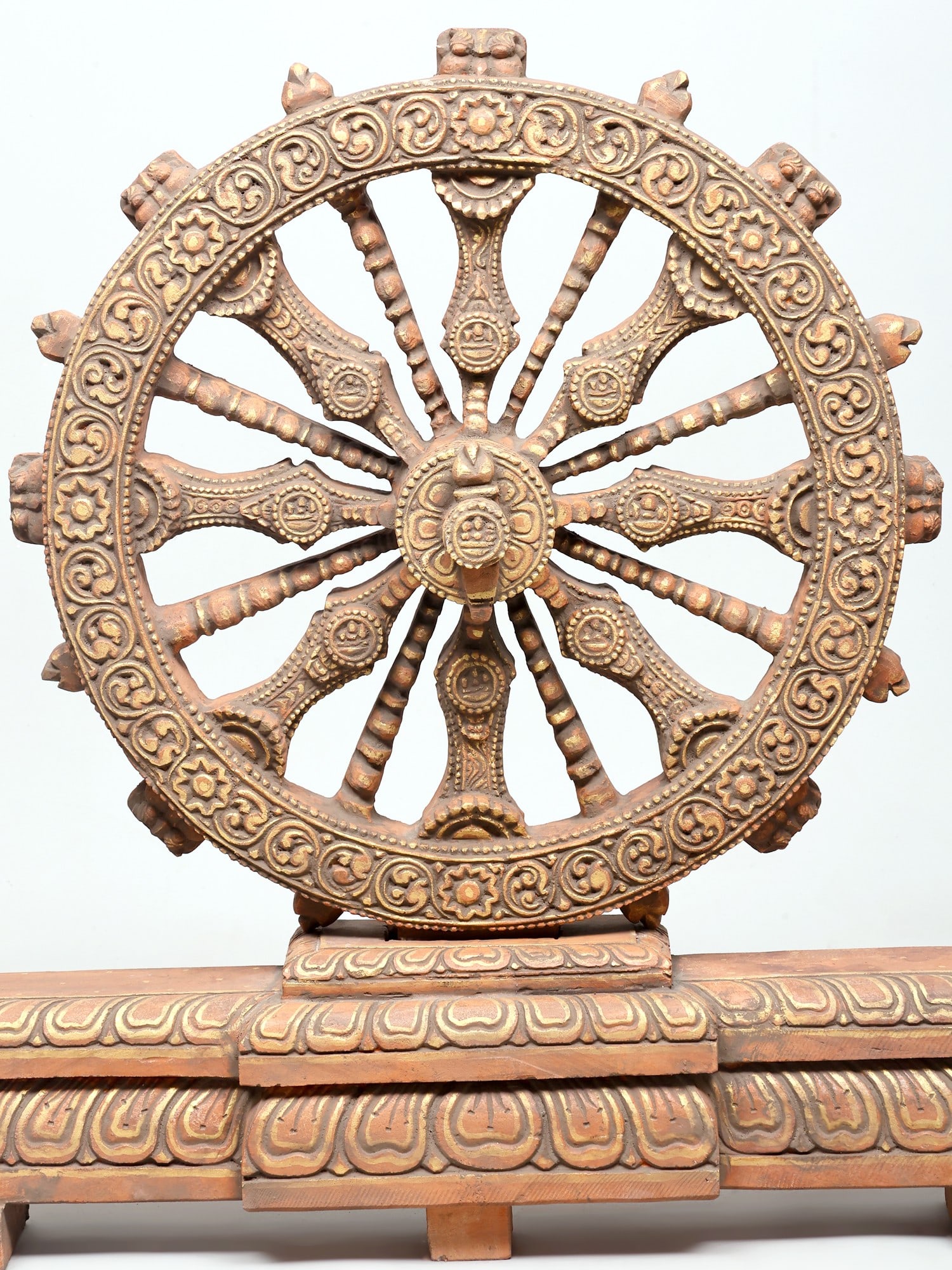 35" Large Konark Chakra Stone Sculpture - Inspired by Sacred Sun Wheel | Made in India - 2