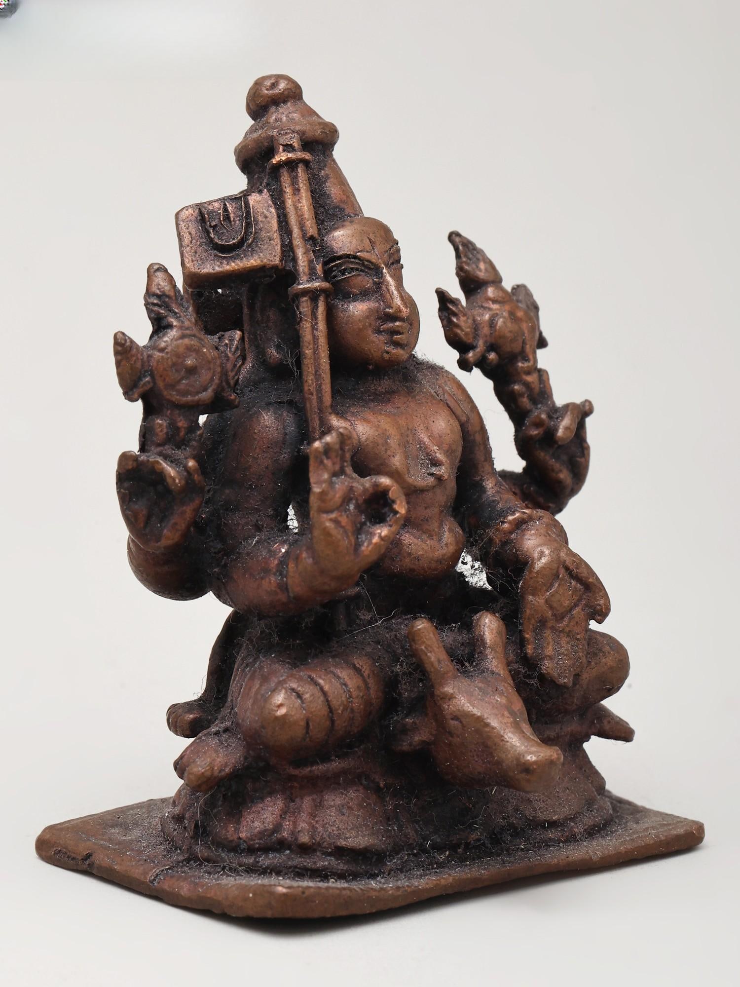 2" Small Hindu Vedic God | Copper Statue - 2