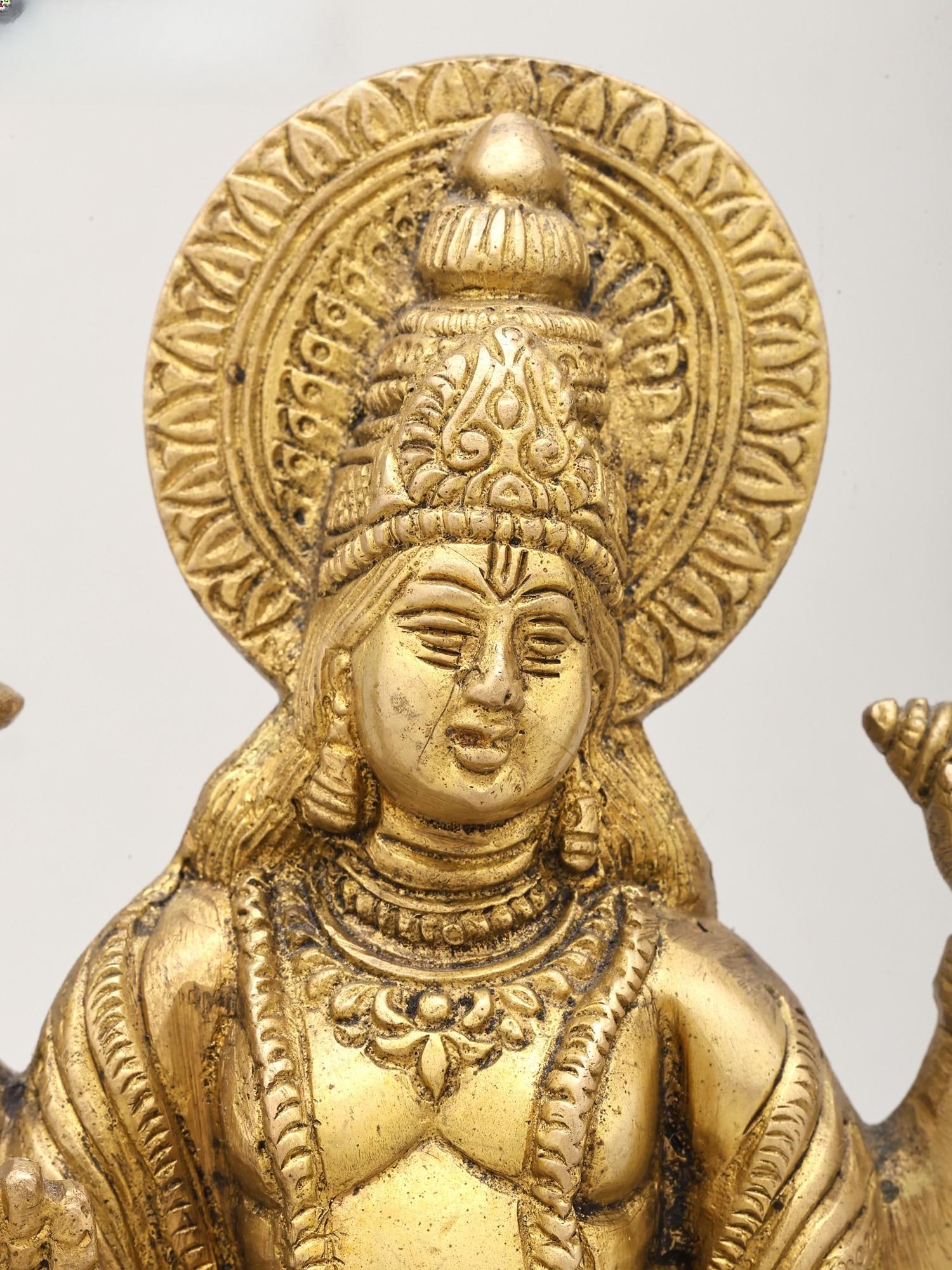 9" Standing Lord Vishnu | Brass Statue - 2