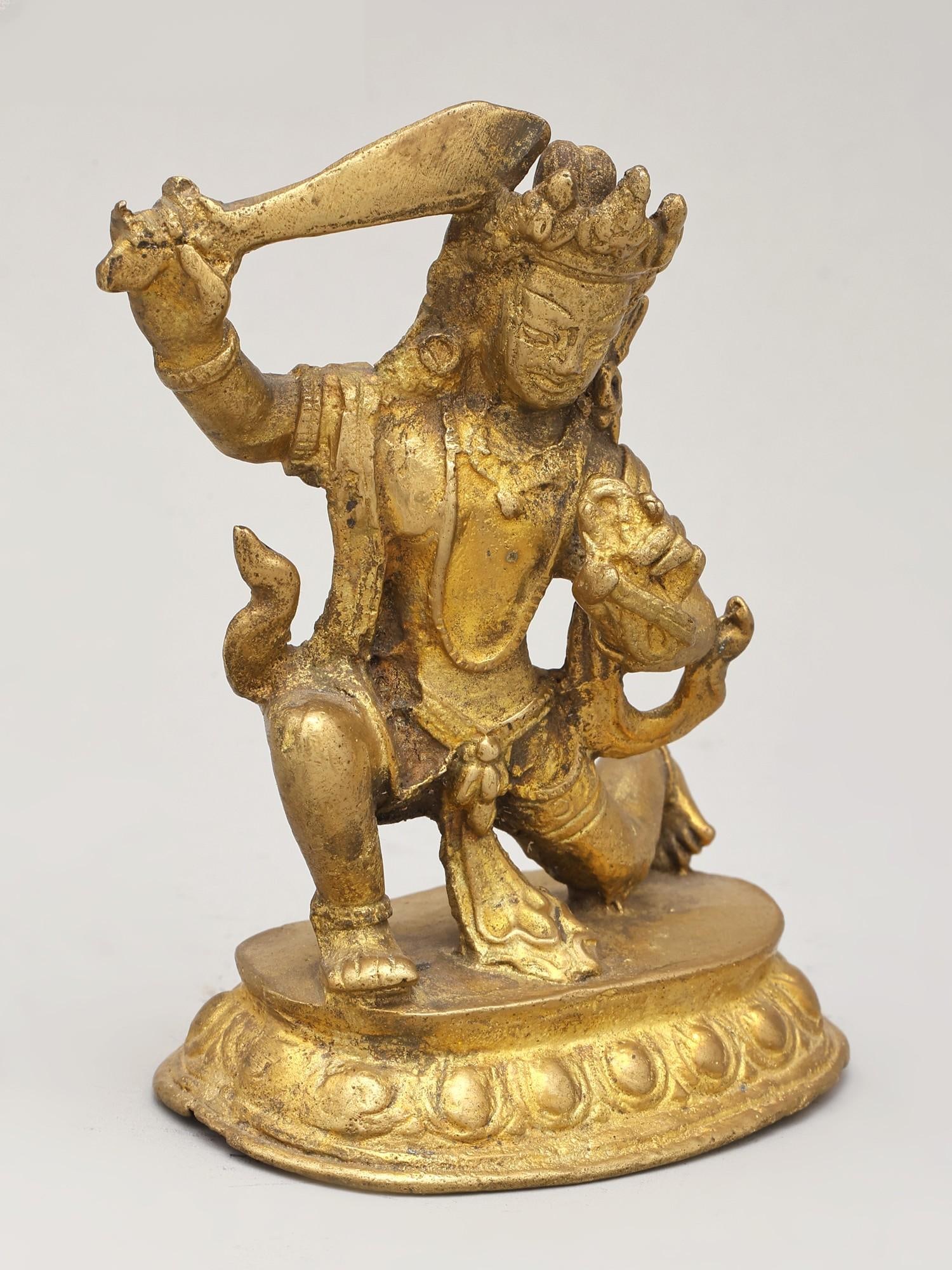 4" Small Buddhist deity Achala | Brass Statue - 2