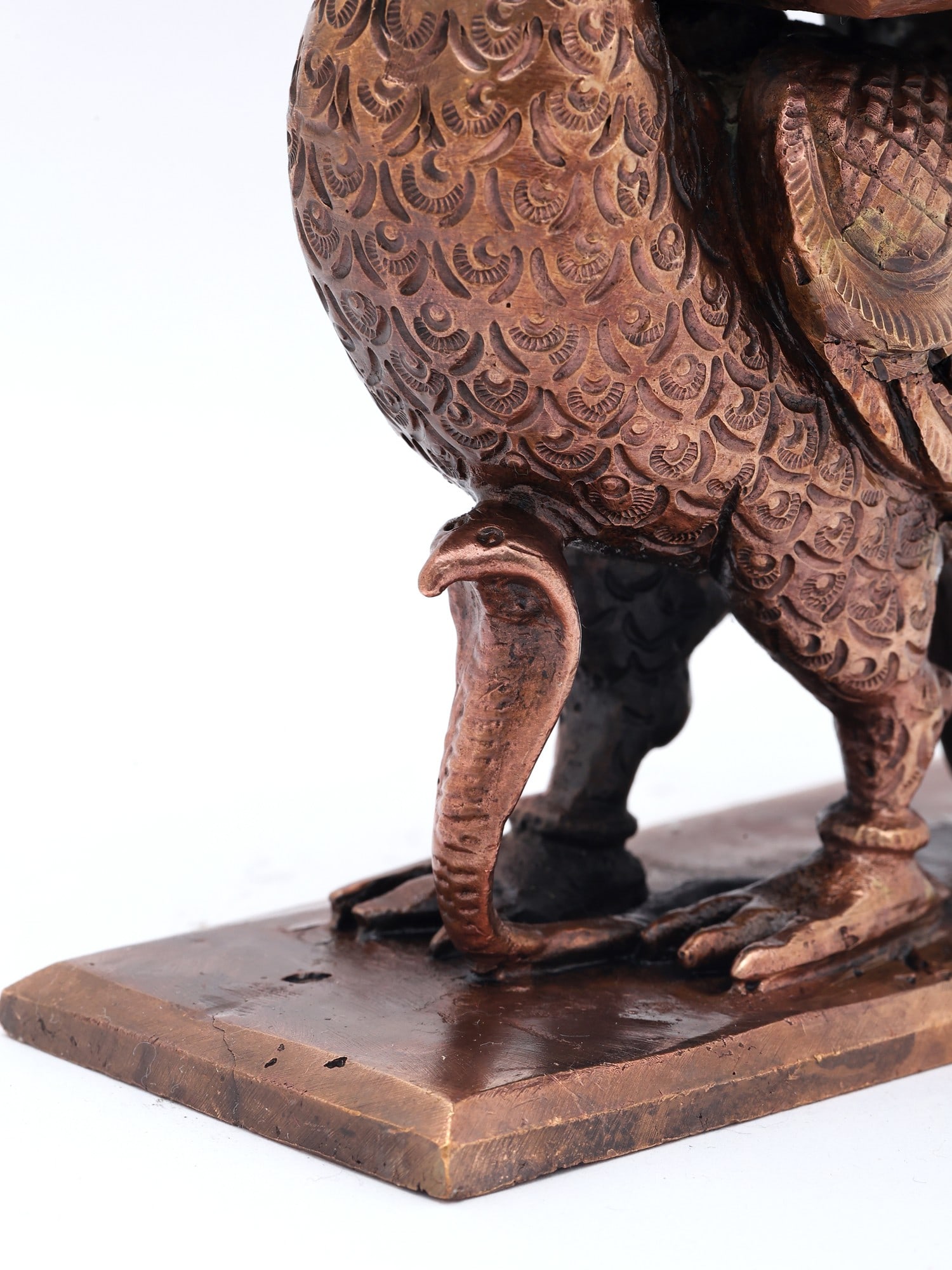 7" Peacock with Snake Candle and Diya Stand In Copper | Made in India - 2