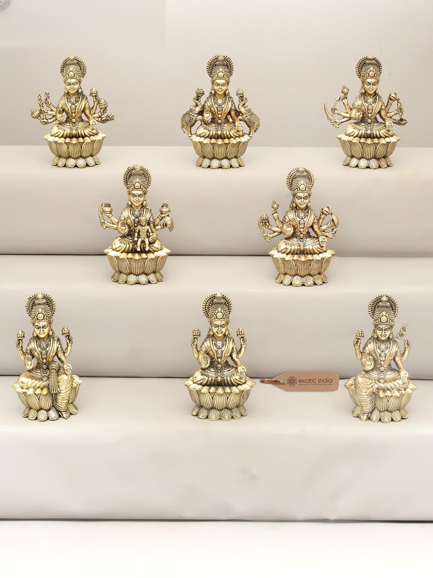 6" Small Superfine Ashtalakshmi Set in Brass: Title: 6" Small Superfine Ashtalakshmi Set in Brass Description: Reserve: $657.00 Shipping: Domestic: Shipping rates are determined by destination International: Foreign shipping rates are determined 