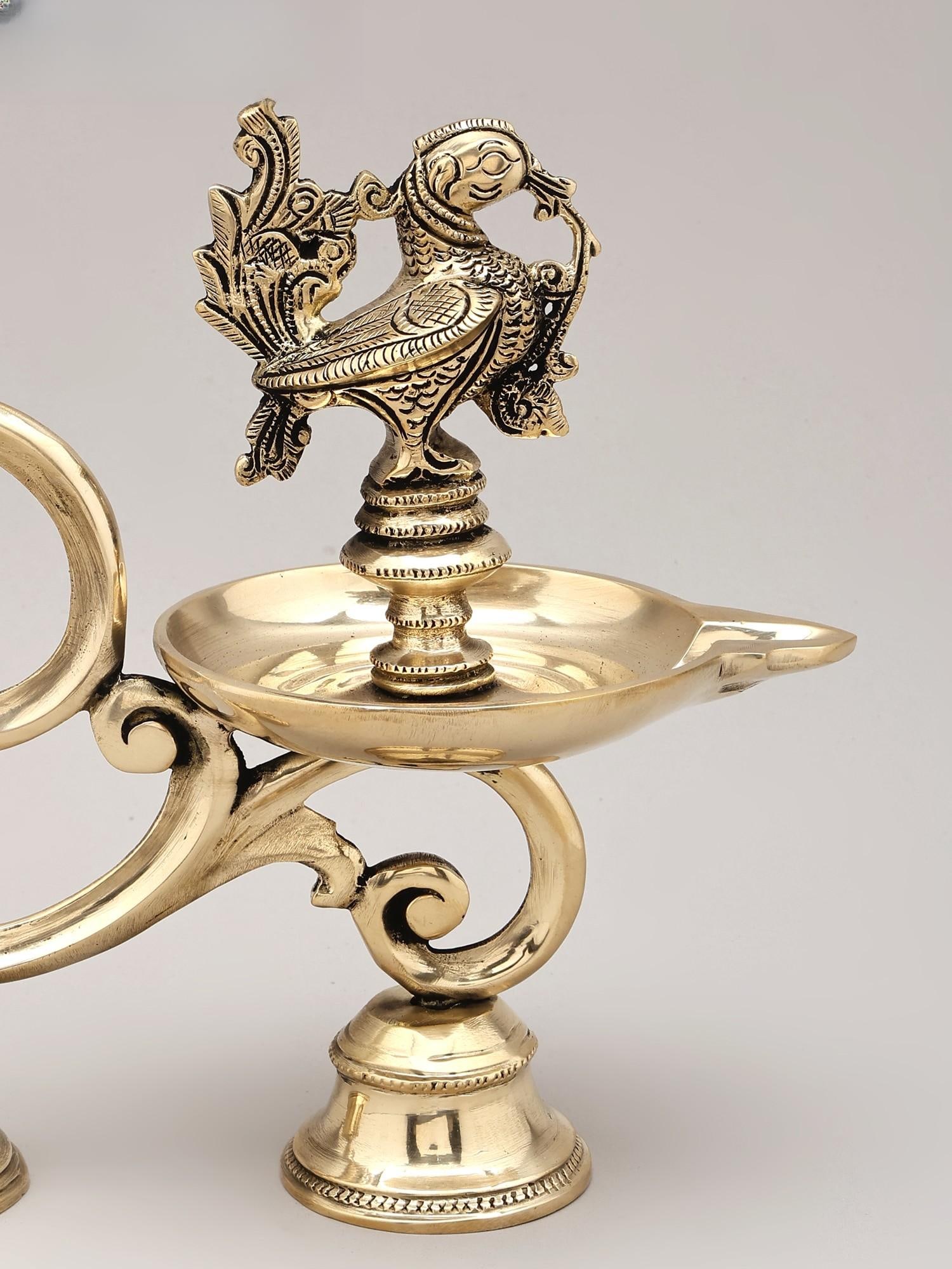 9" Brass Handheld Peacock Lamp - 2