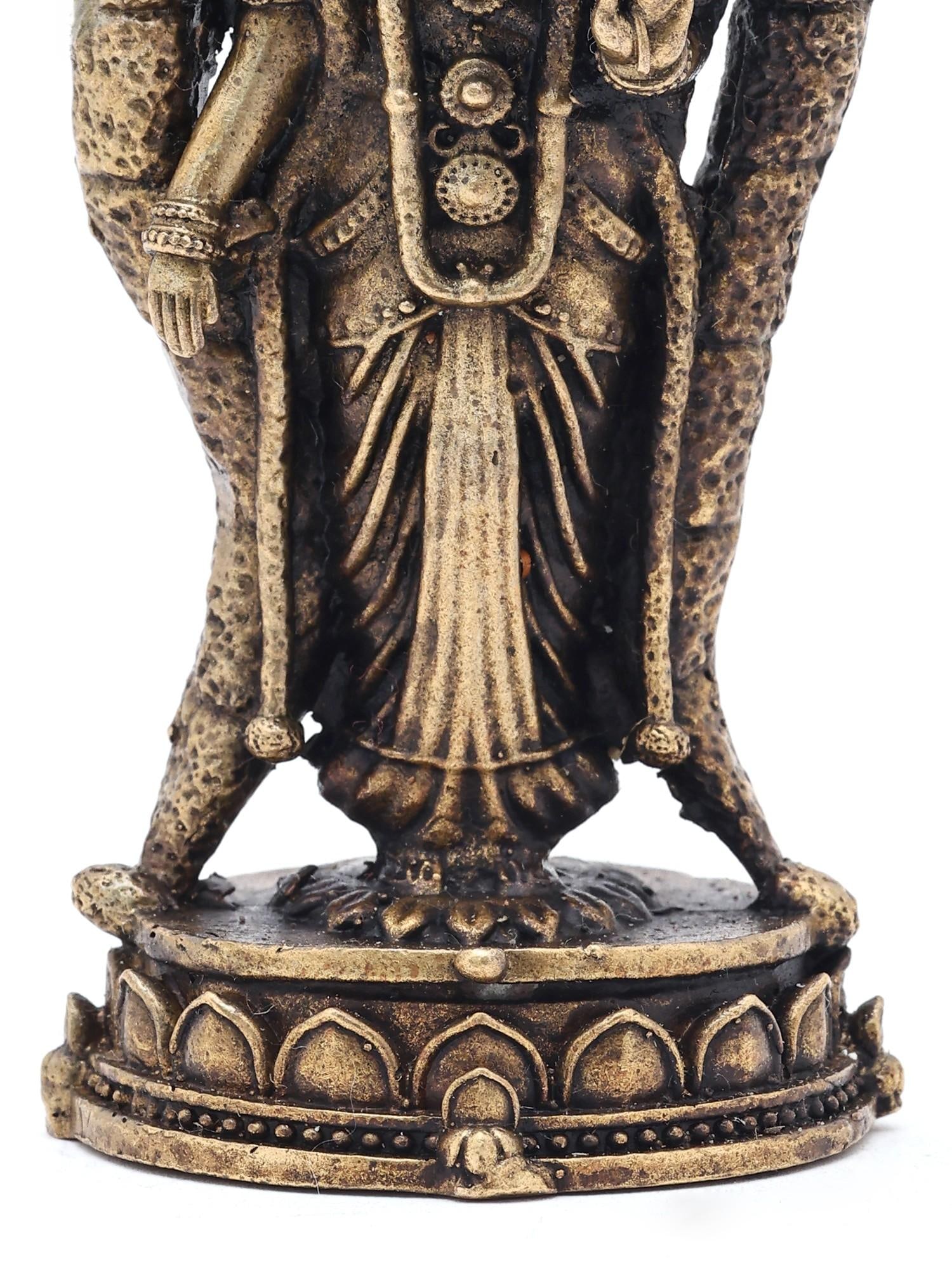 3" Small Goddess Meenakshi Standing on Pedestal - Form of Goddess Parvati | Copper Statue | Made in - 2