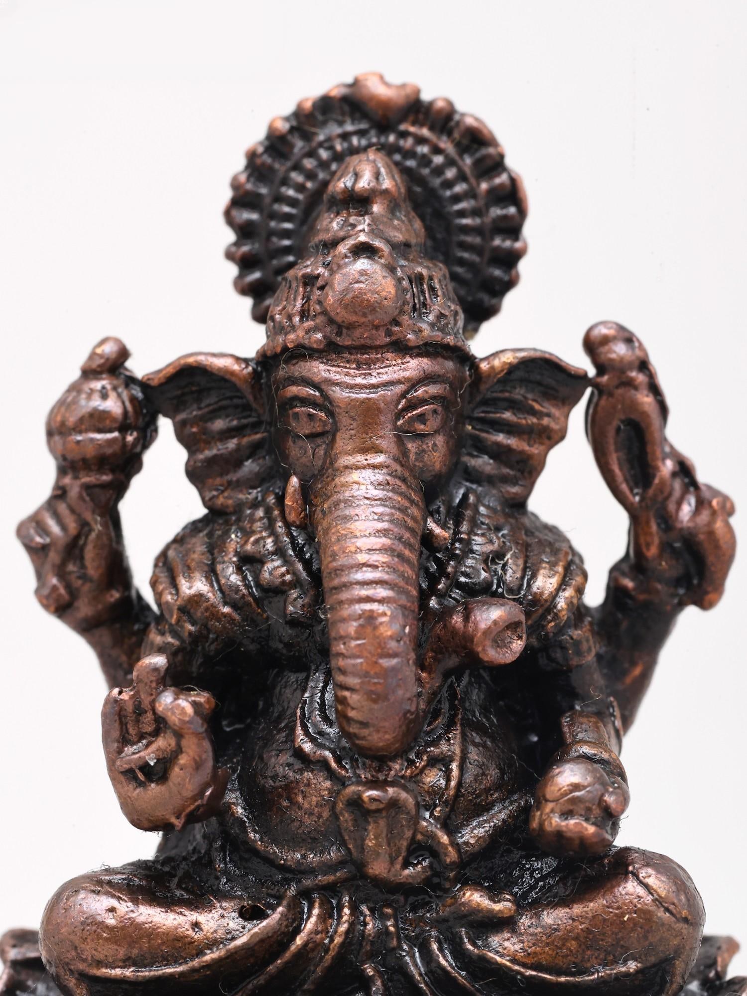 Small Divine Lord Ganapati Idol for Auspicious Beginnings | Handmade | Copper Statue - 2