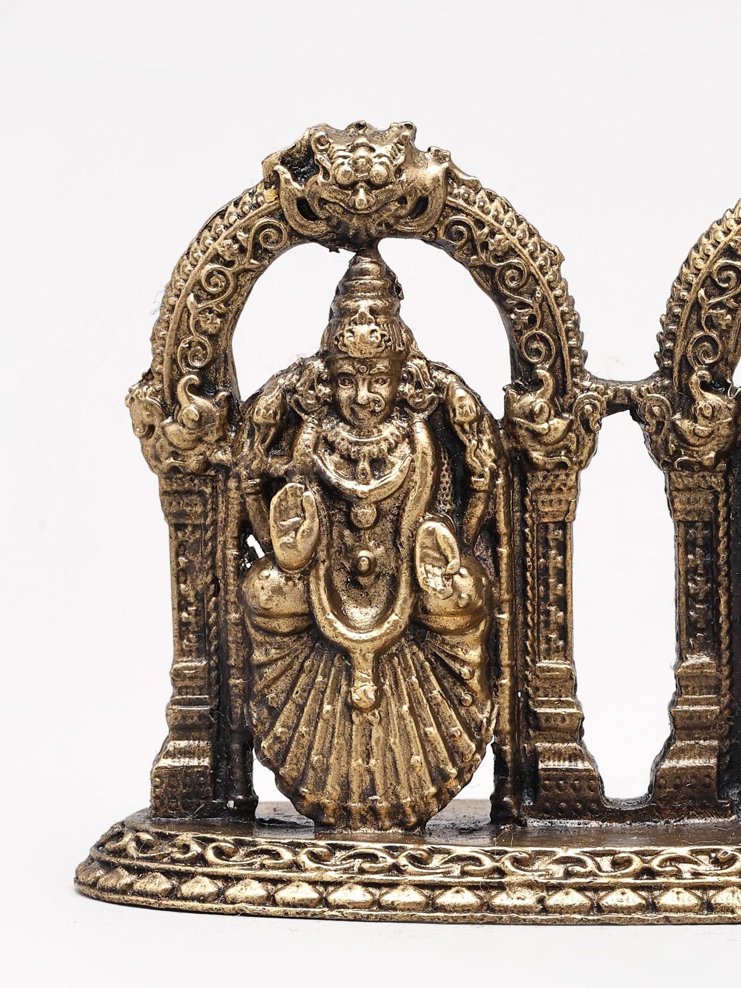 2" Small Lord Tirupati Balaji (Venkateshwara) and Goddess Padmavati | Handmade | Copper Statue - 2