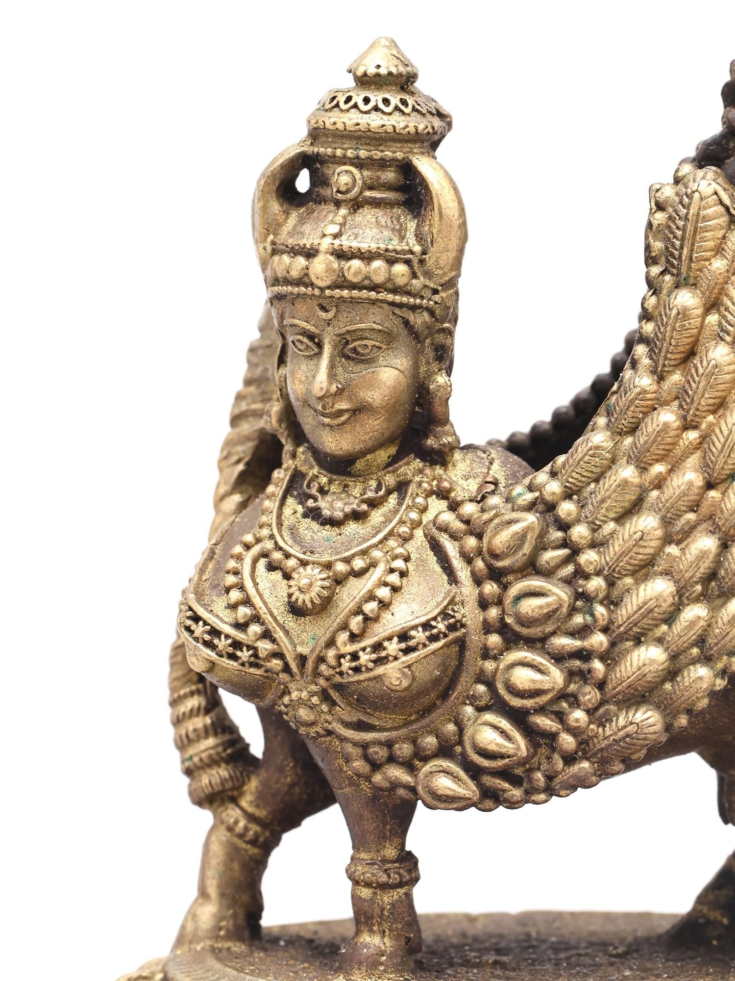 3" Small Goddess Kamadhenu - Symbol of Abundance and Blessings | Handmade | Copper Statue - 2