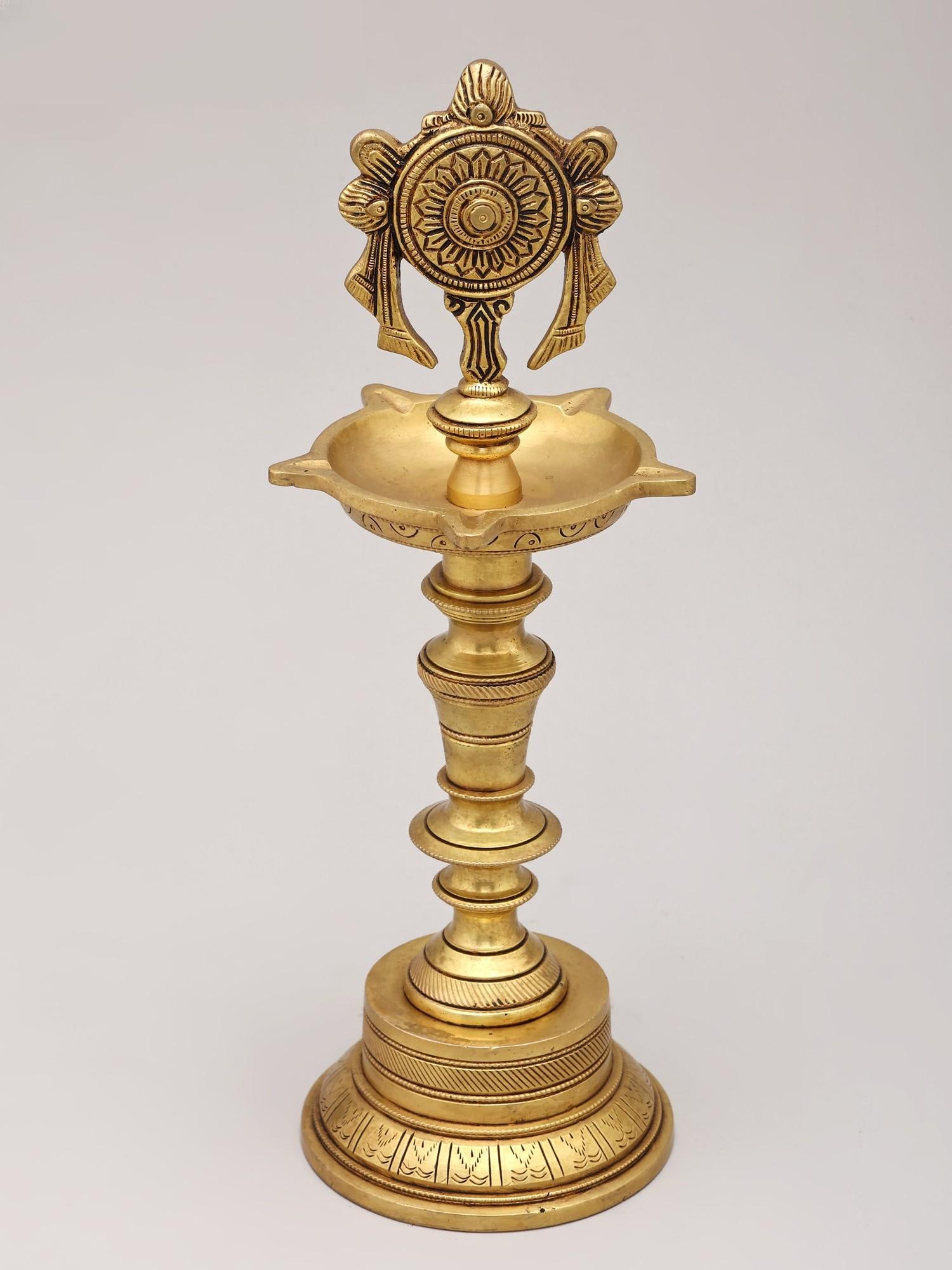 12" Five Wicks Chakra Lamp in Brass - 2