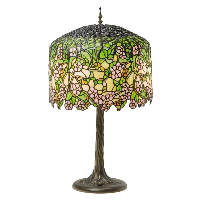 31.75" Cherry Blossoms Stained Glass Table Lamp (1 of 10)