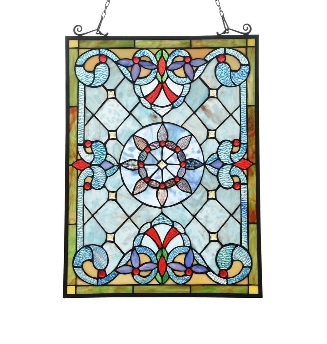 24.6" Rectangle Stained Glass Window Hanging Panel Suncatcher (1 of 4)