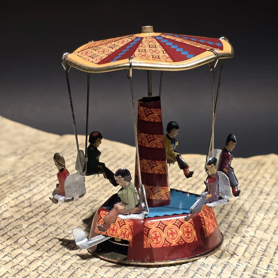Tin Litho Carousel Swing Ride Wind-Up Amusement Park Toy (1 of 19)
