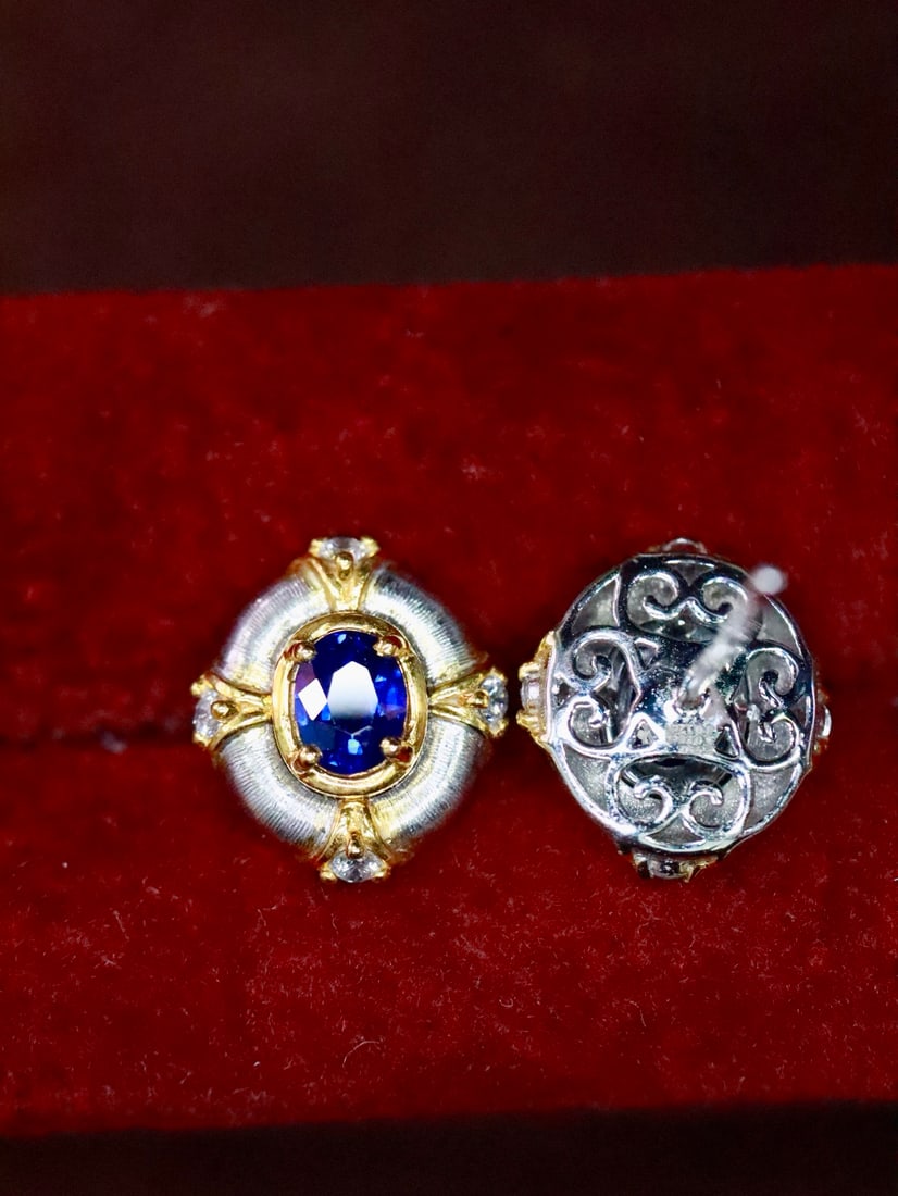 Platinum Natural Sapphire Earrings - 2