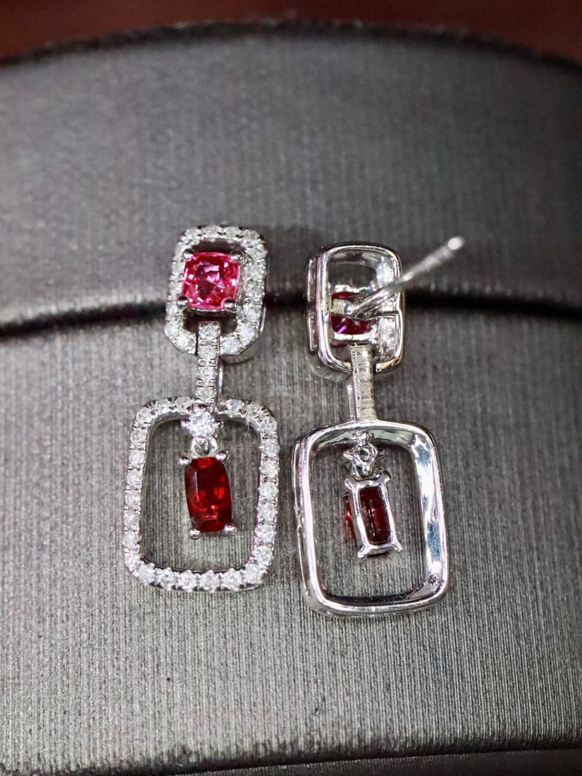 18K Gold Natural No-Heat Ruby Earrings - 2
