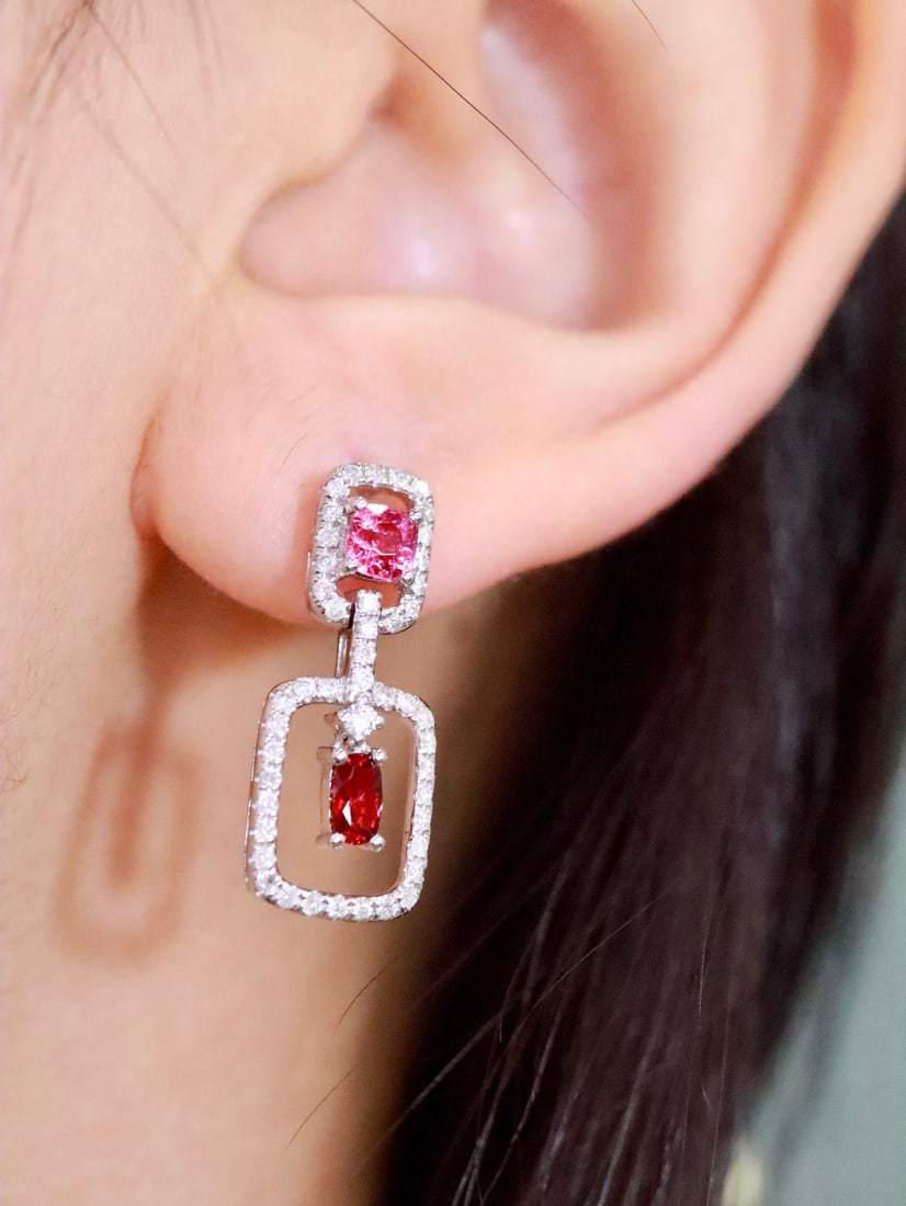 18K Gold Natural No-Heat Ruby Earrings - 5