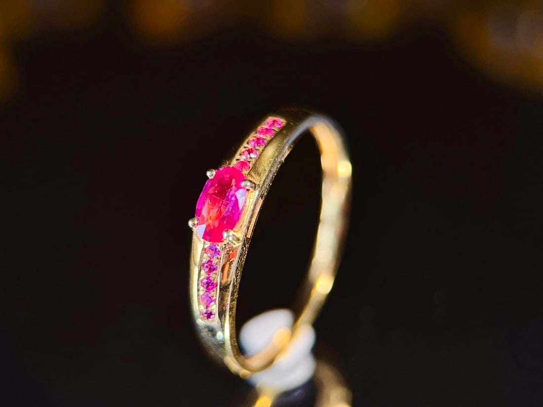 18K Gold Natural Ruby Ring - 4