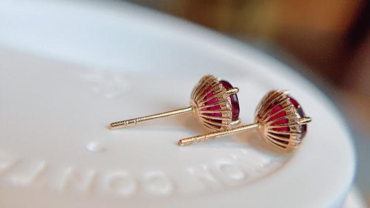 18K Gold Natural Tourmaline Earrings - 5