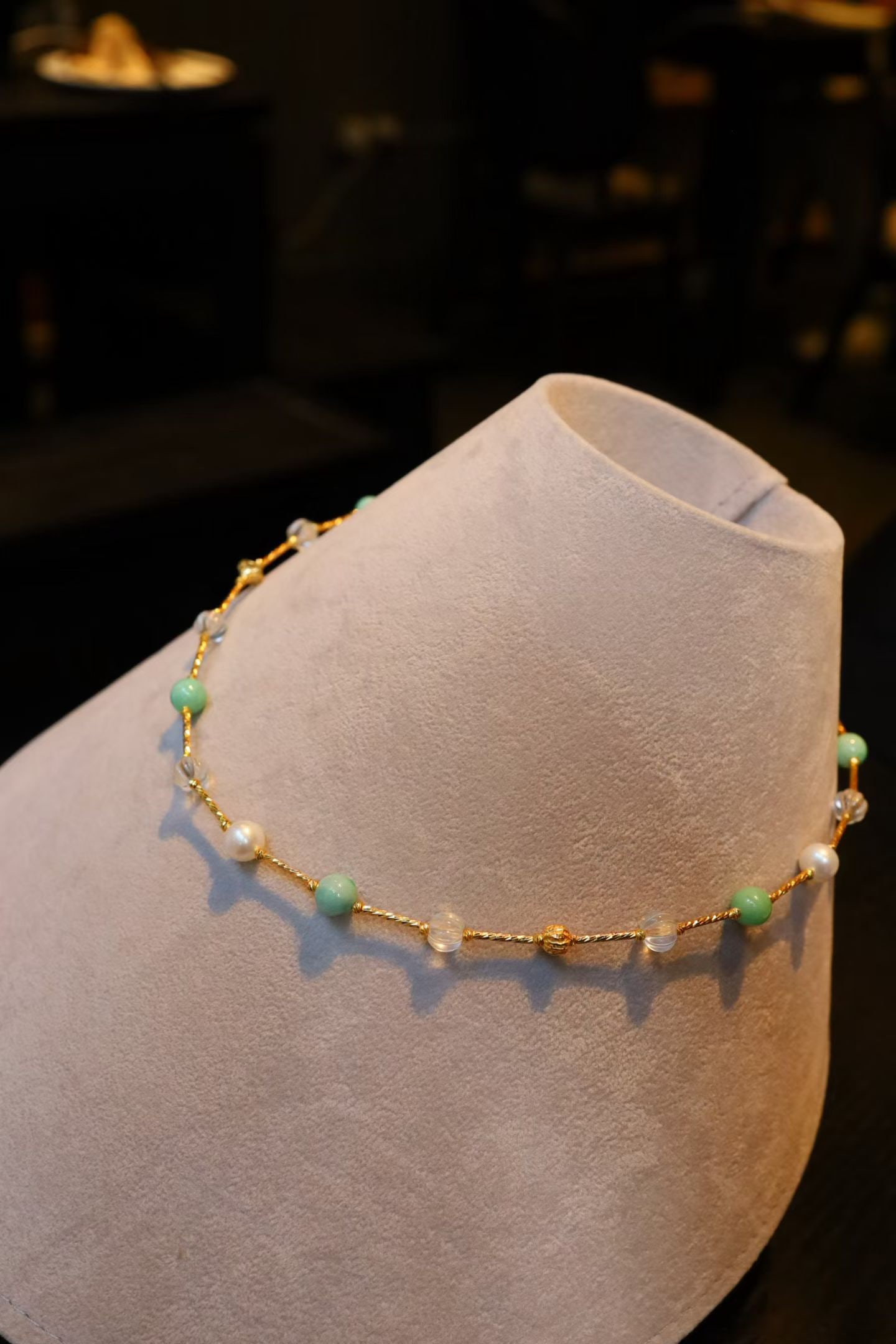 Silver Natural Jadeite White Crystal Pearl Bracelet - 3