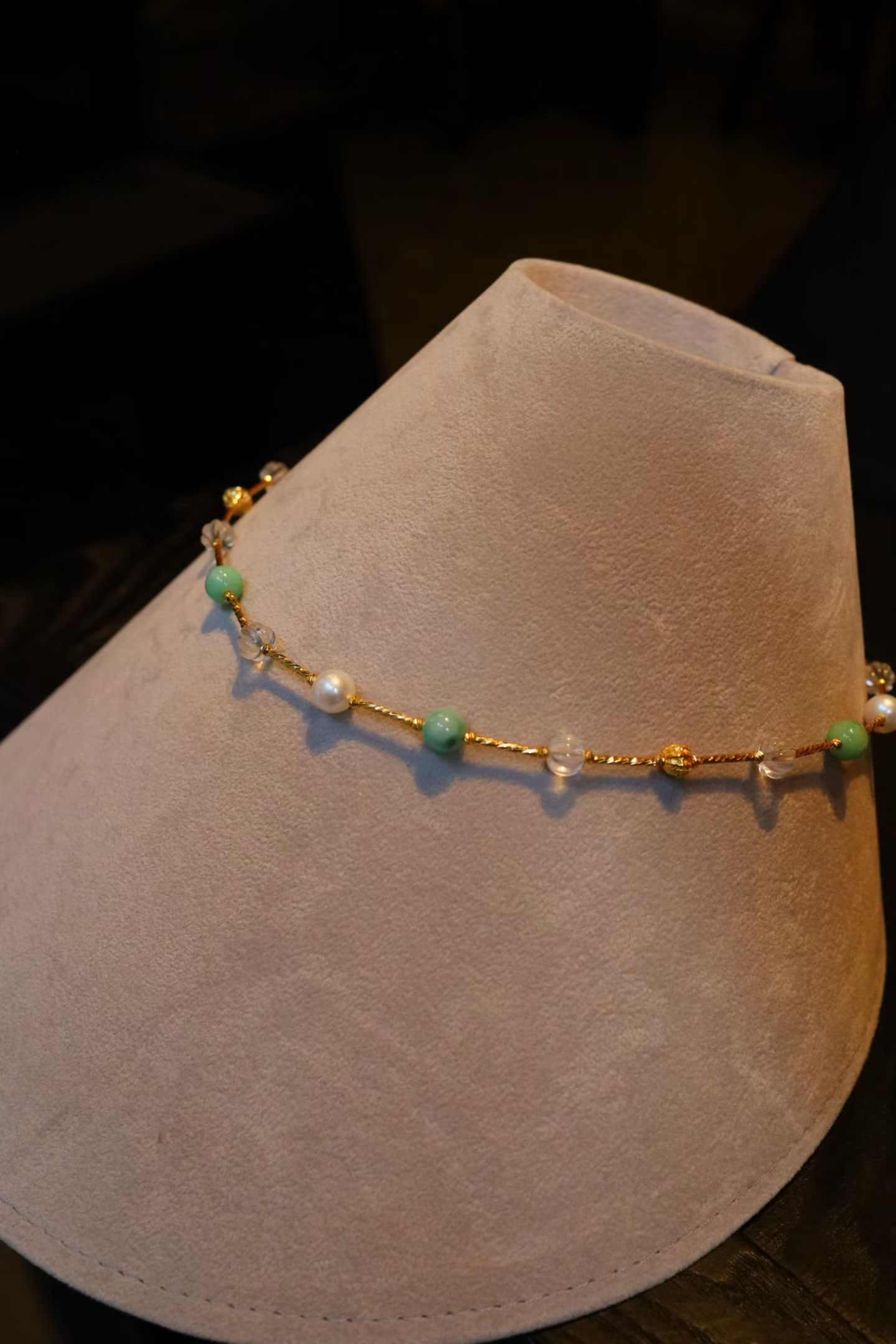 Silver Natural Jadeite White Crystal Pearl Bracelet - 4