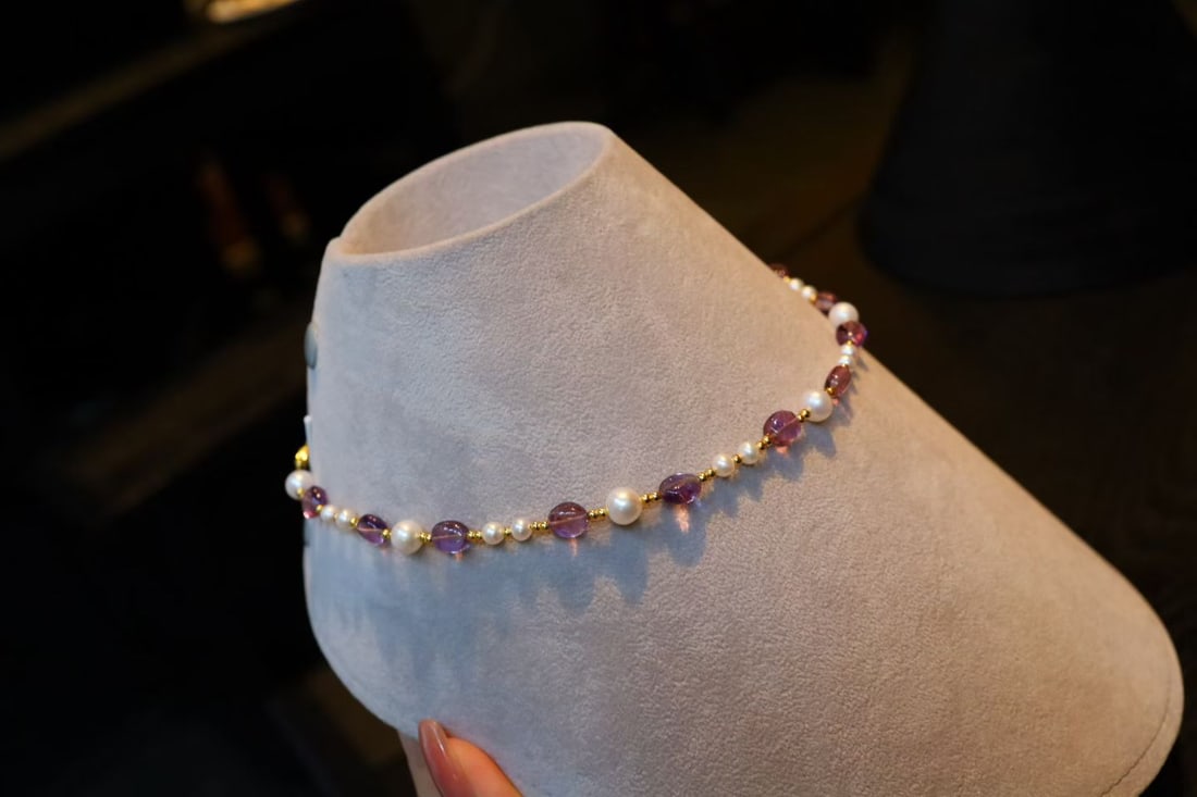 Natural Pearl and Amethyst Necklace - 4