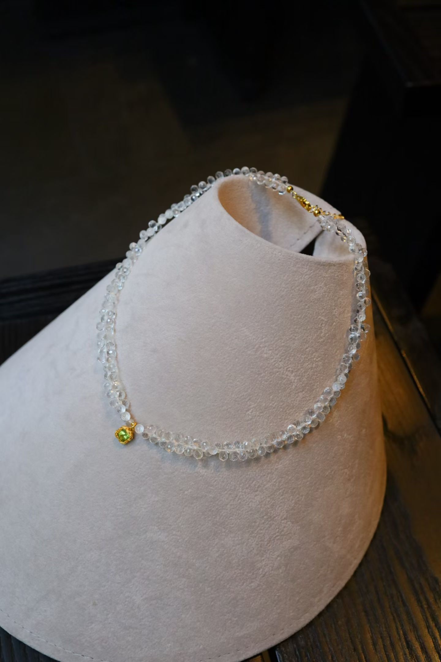 White Crystal Peridot Pendant Necklace - 2