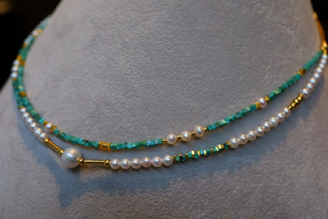 Sterling Silver Pearl Double-layer Necklace - 4