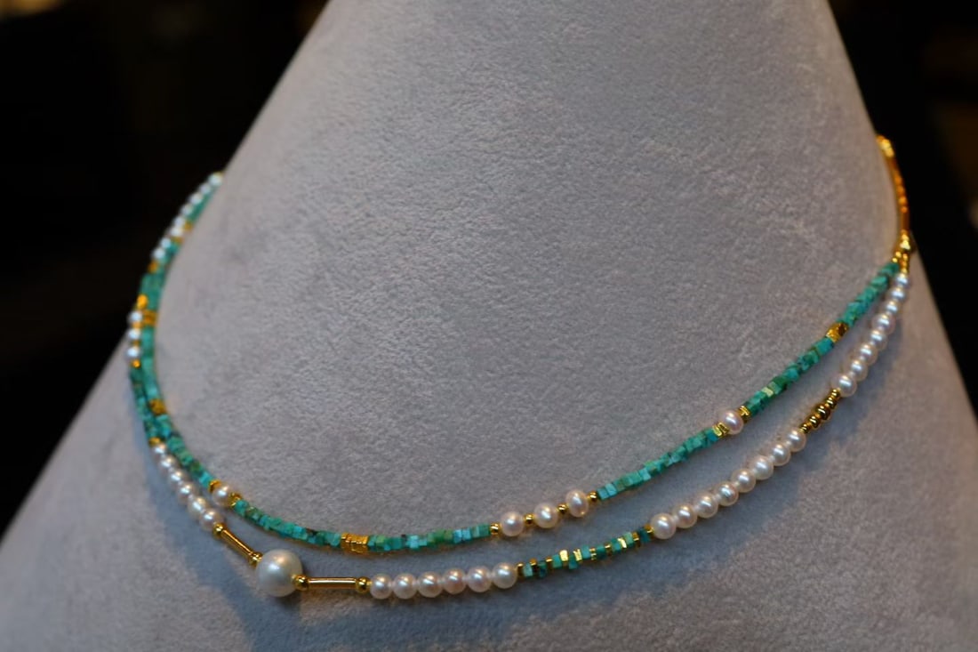 Sterling Silver Pearl Double-layer Necklace - 5
