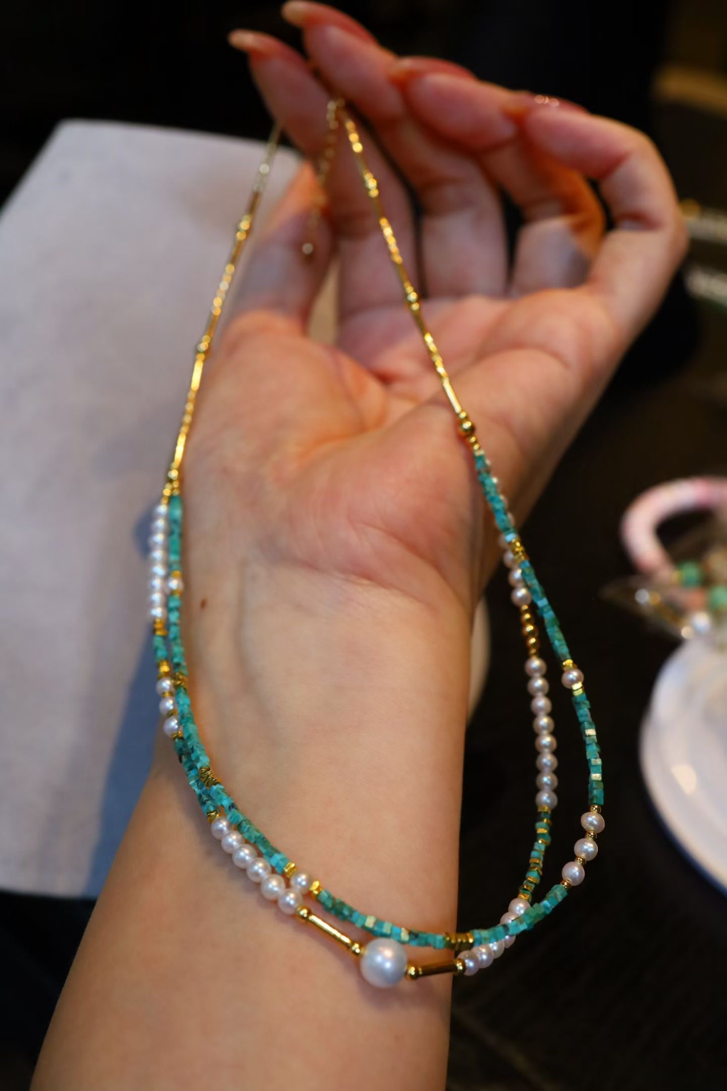 Sterling Silver Pearl Double-layer Necklace - 6