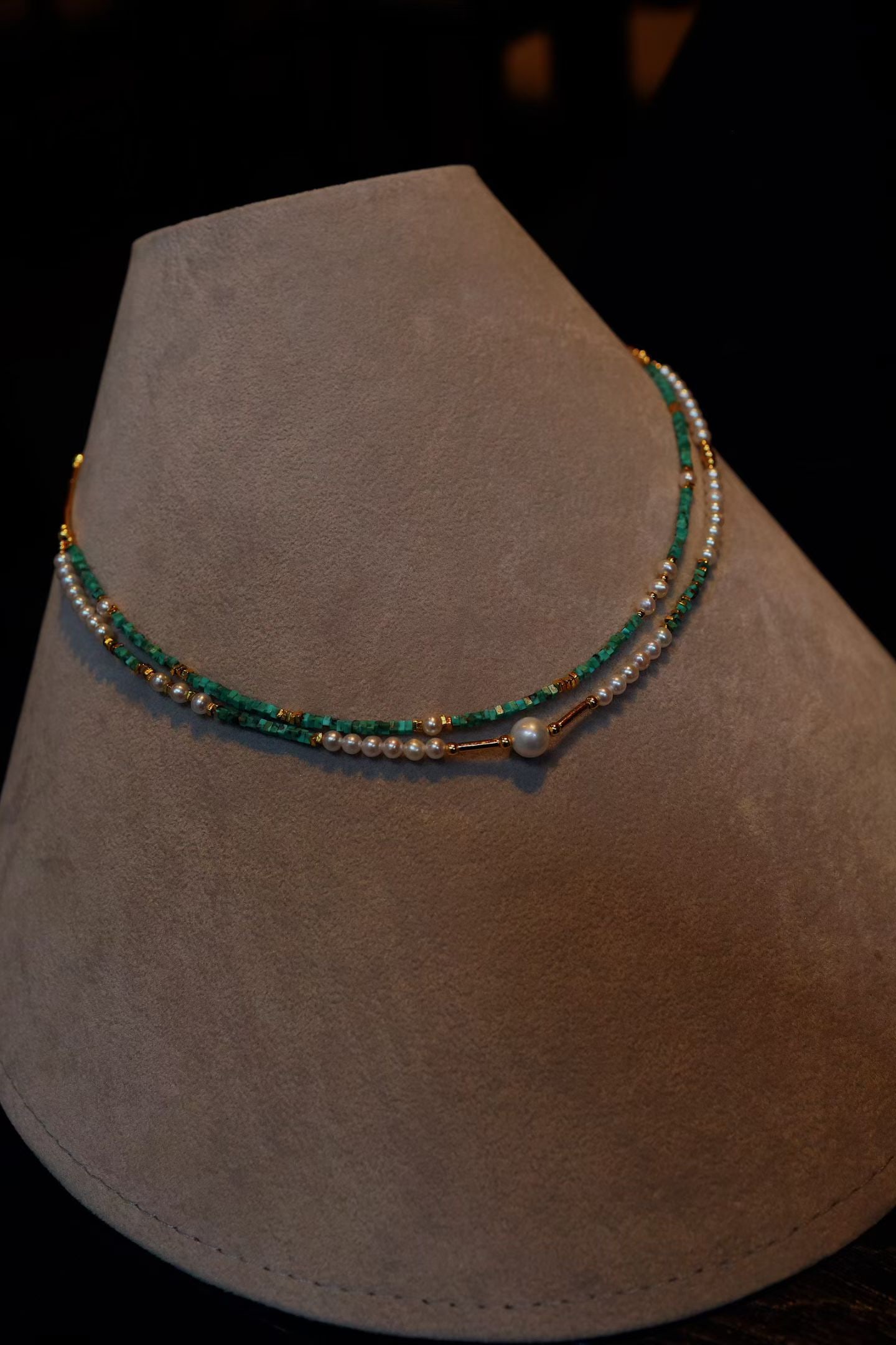 Sterling Silver Pearl Double-layer Necklace - 8