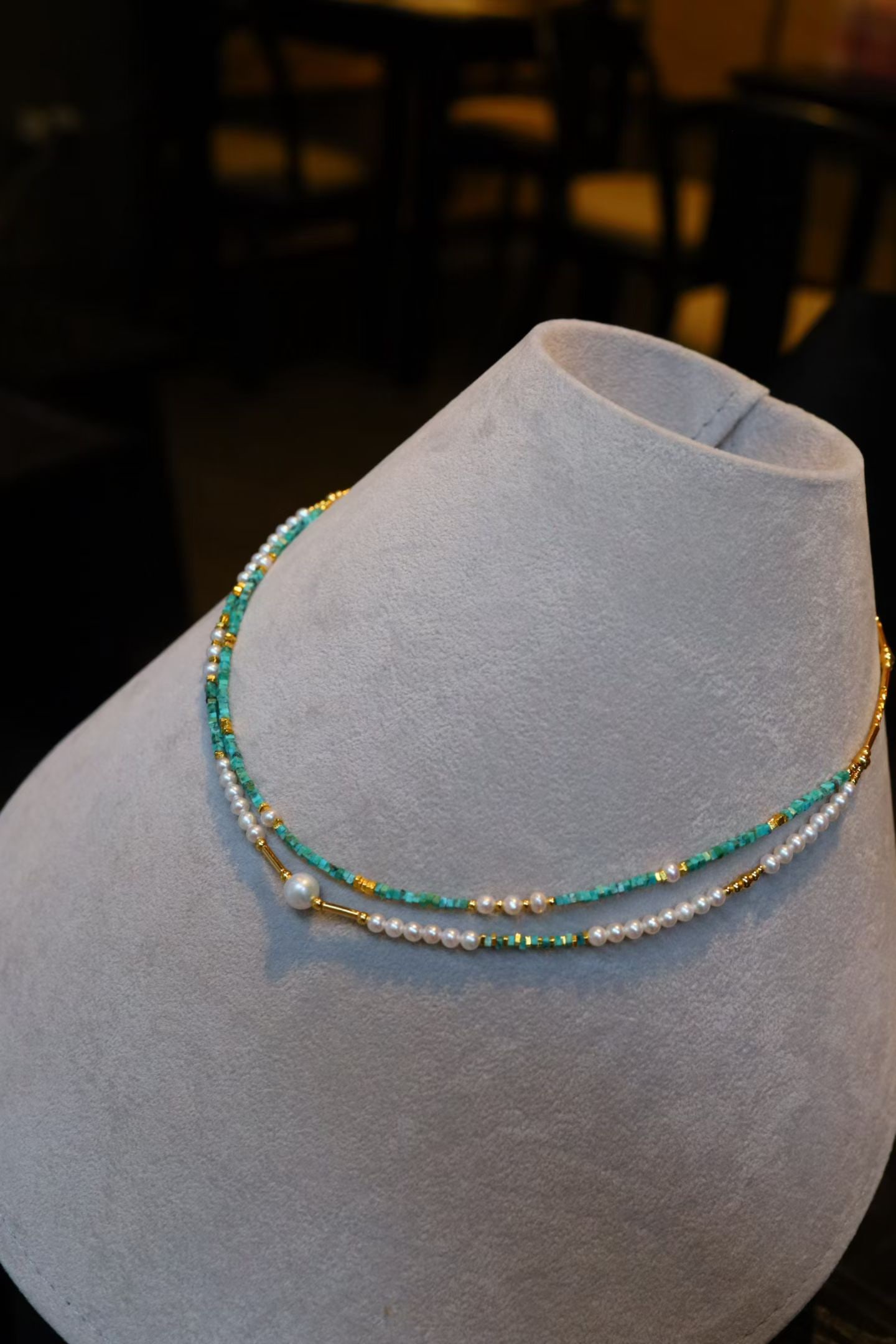 Sterling Silver Pearl Double-layer Necklace - 9