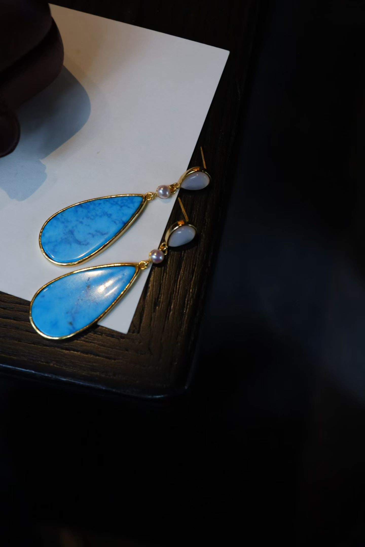S925 silver earrings inlaid with white shell - 5