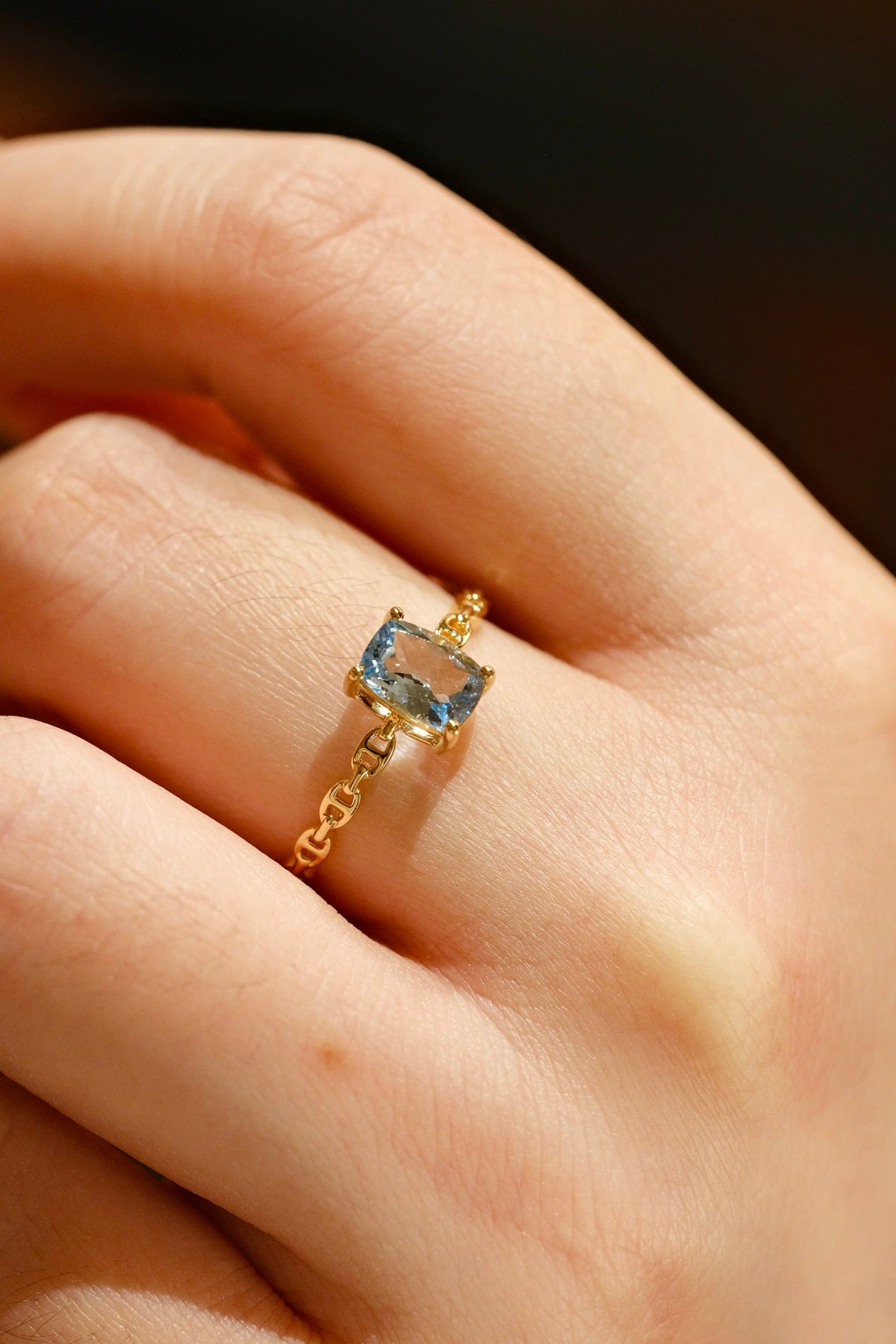 18K Gold Natural Aquamarine Ring - 5
