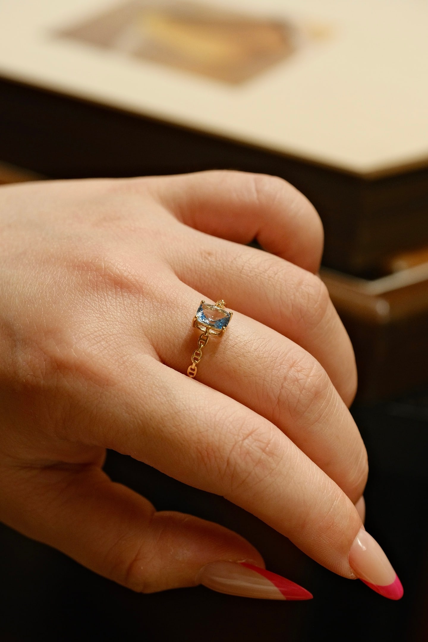 18K Gold Natural Aquamarine Ring - 6