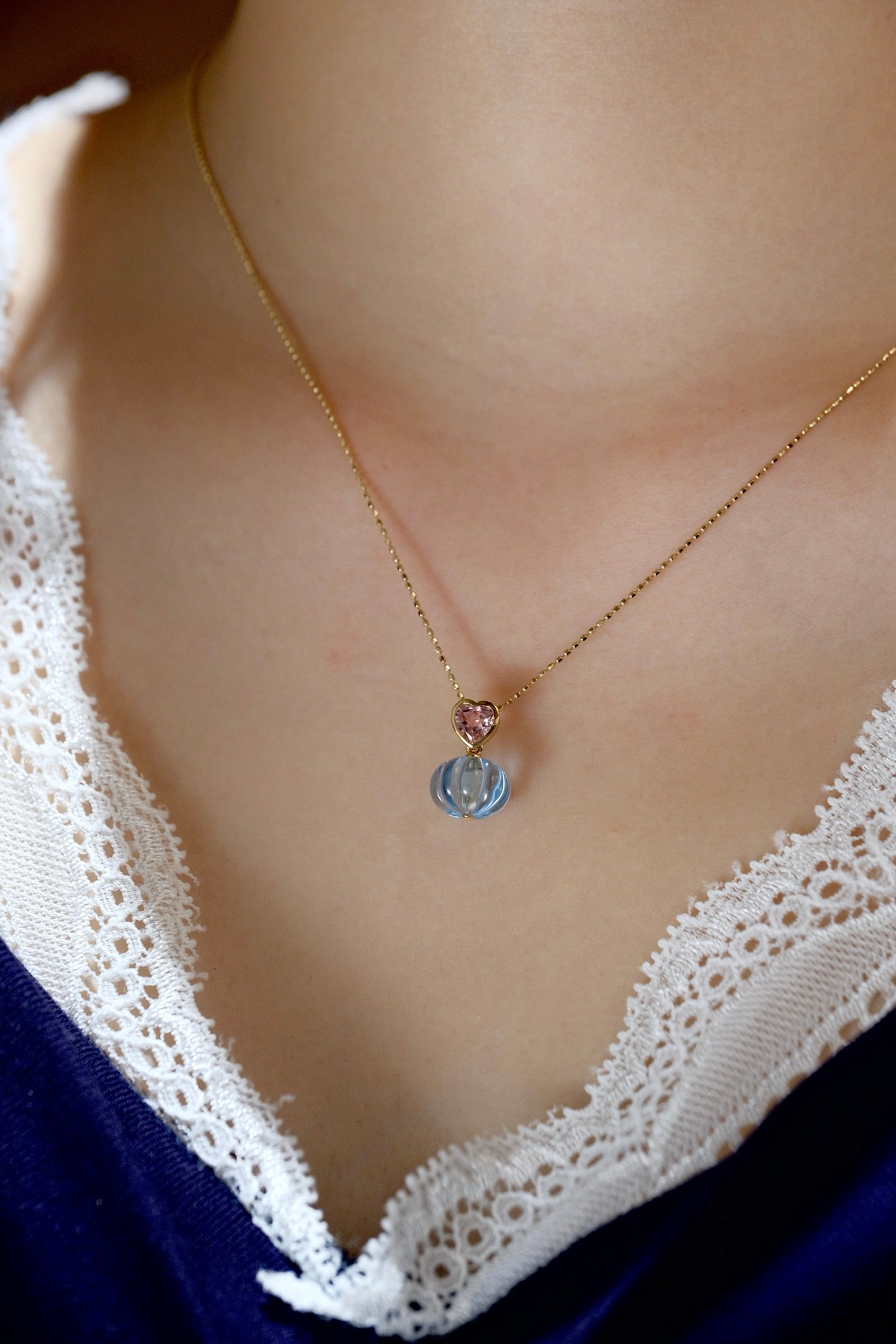18K Gold Natural Tourmaline Pendant - 2