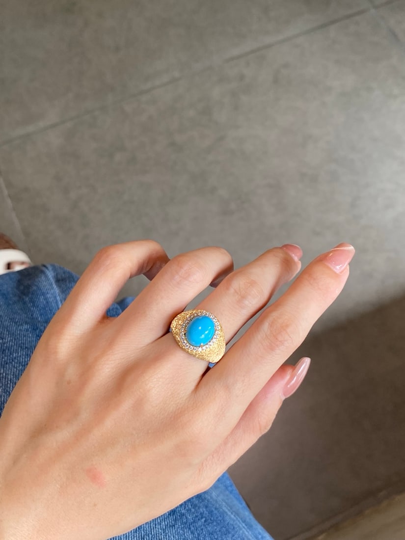 S925 Silver Turquoise Ring - 7