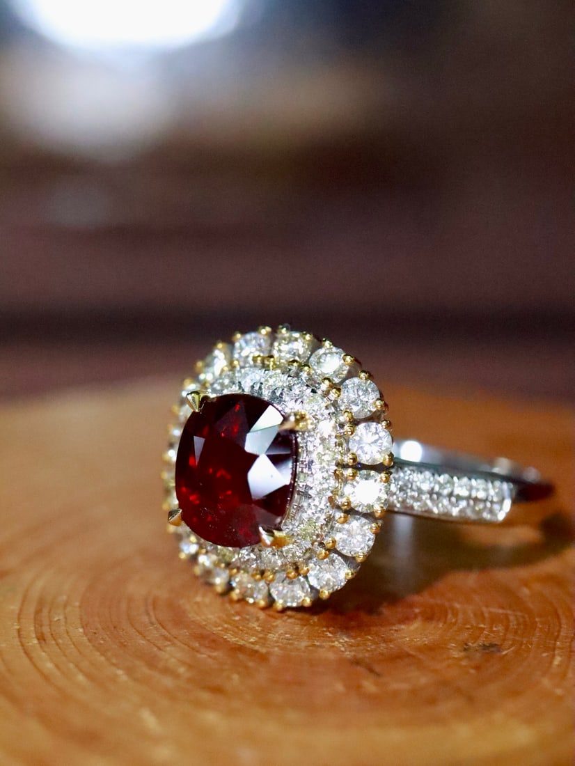 18K Gold Natural Ruby Ring - 2