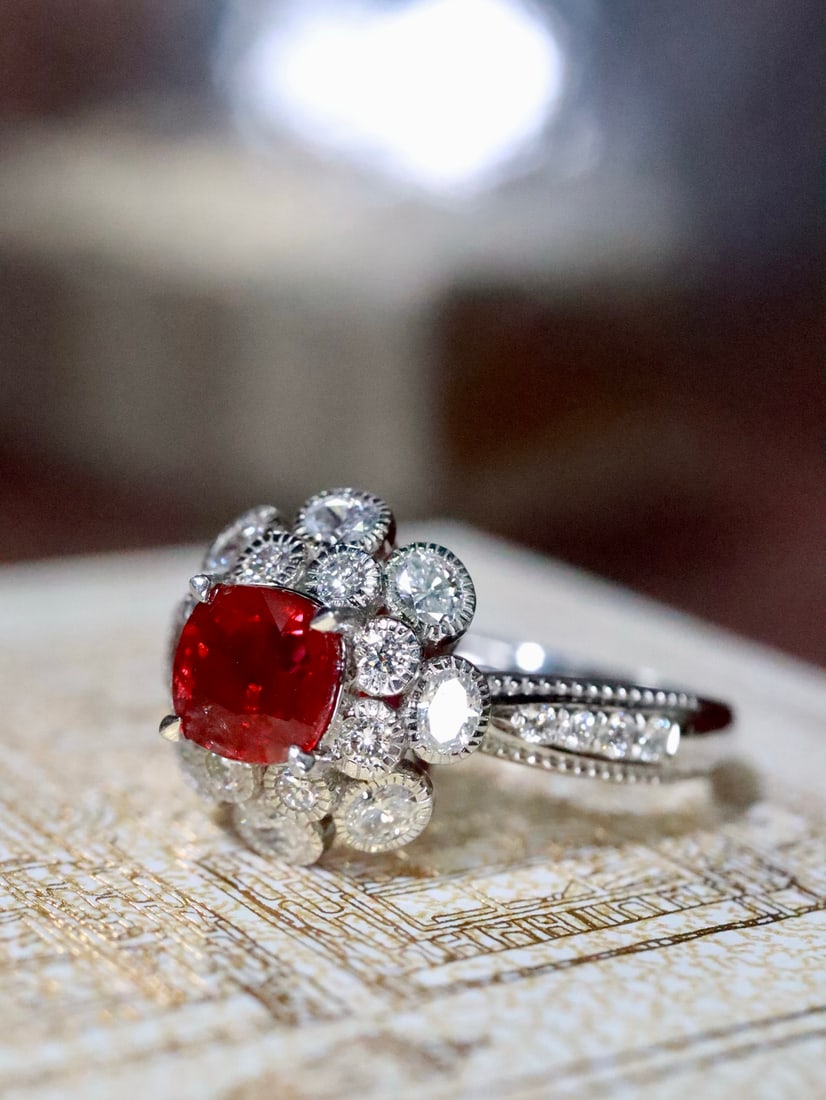 PT950 Natural Unheated Ruby Ring - 2