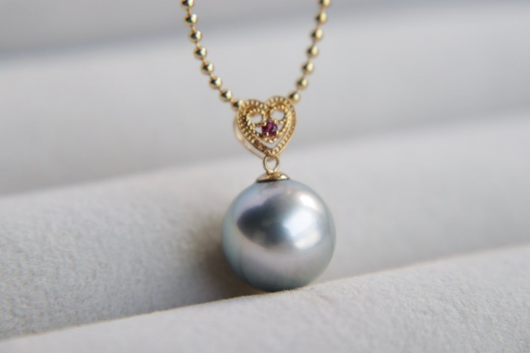 18K Gold Tahitian Pearl Pendant - 2