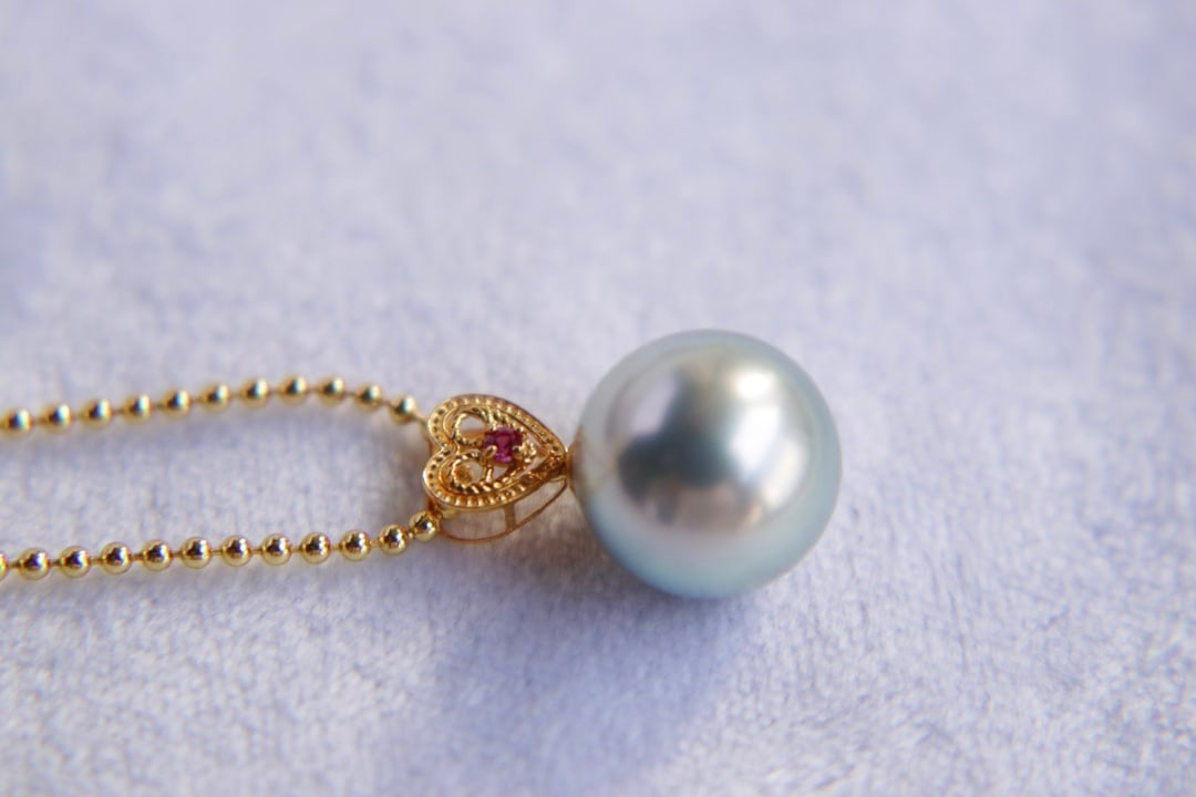 18K Gold Tahitian Pearl Pendant - 7
