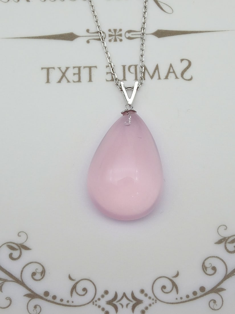 18K Gold Pink Quartz Pendant - 2