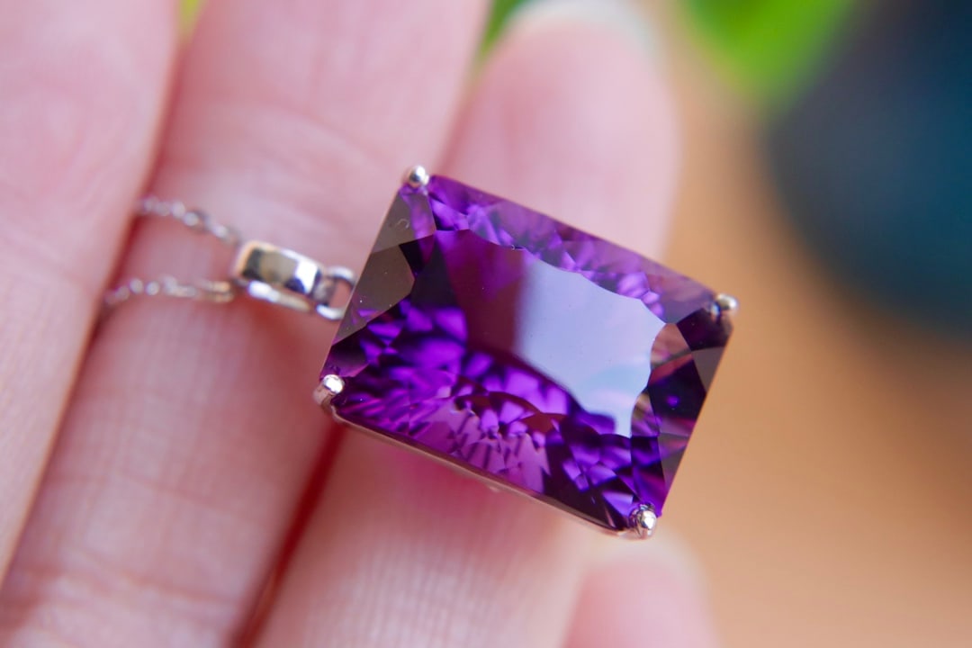 18K Gold Amethyst Pendant - 2