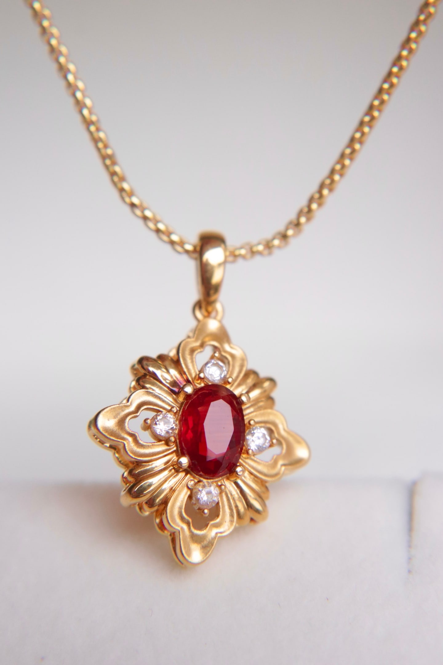 18K Gold Sunstone Pendant - 2