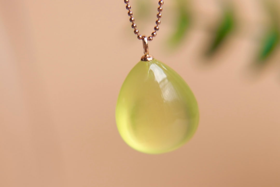 18K Gold Prasiolite Pendant - 7
