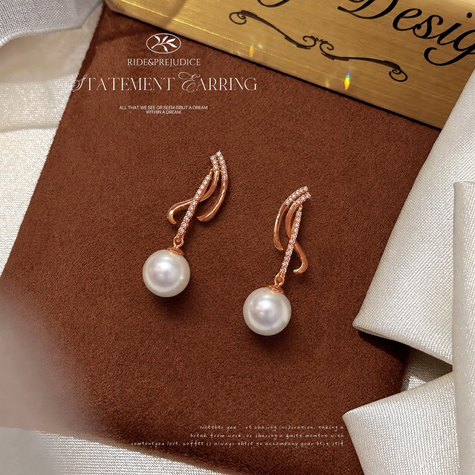18K Gold Diamond Pearl Earrings - 6