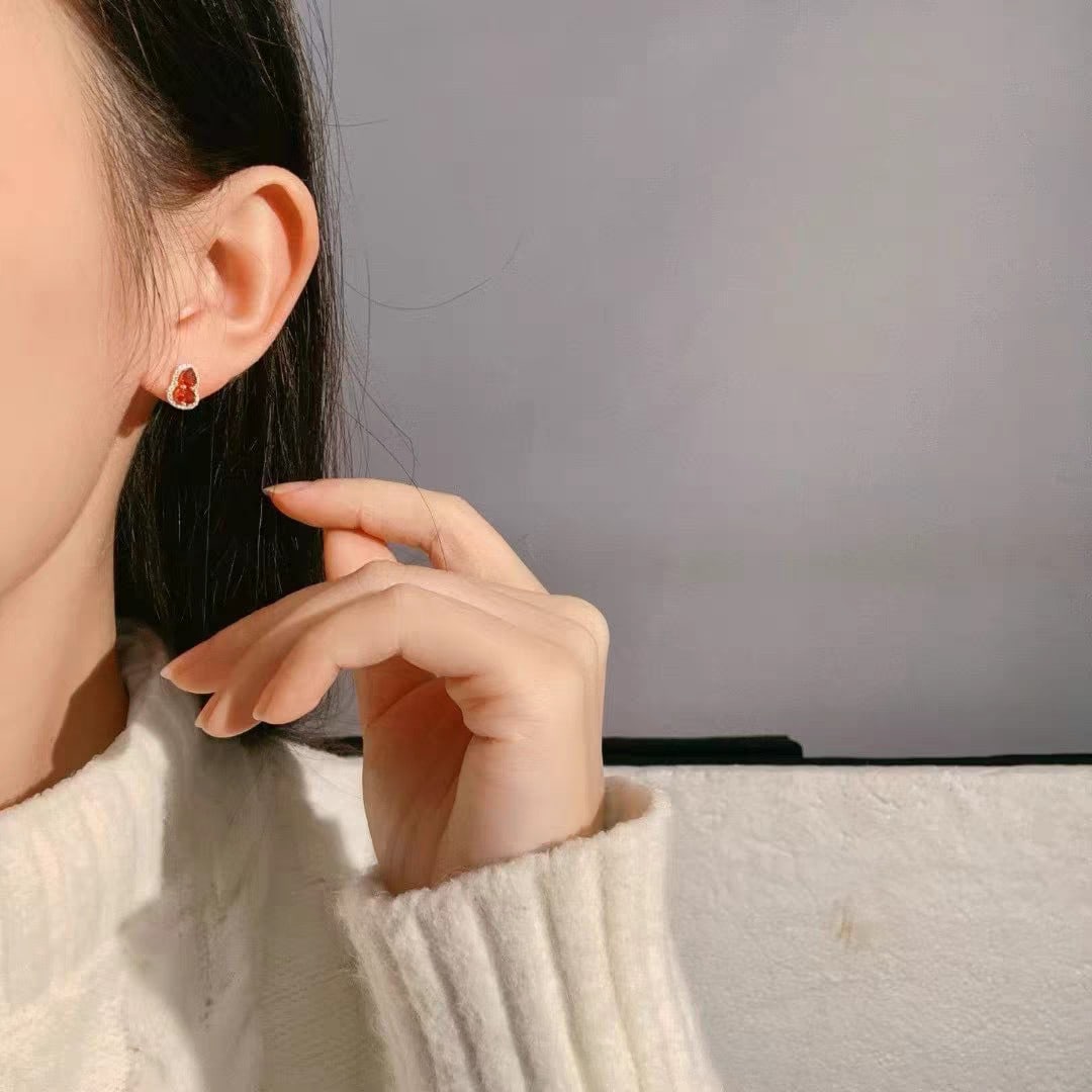 18K Gold Natural Pigeon's Blood Ruby Earrings - 8