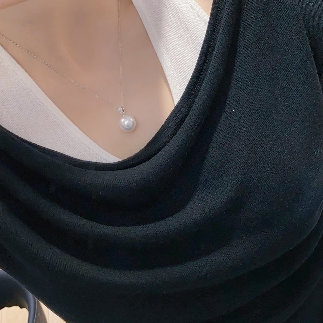 18K Gold Natural Australian White Pearl Pendant - 5