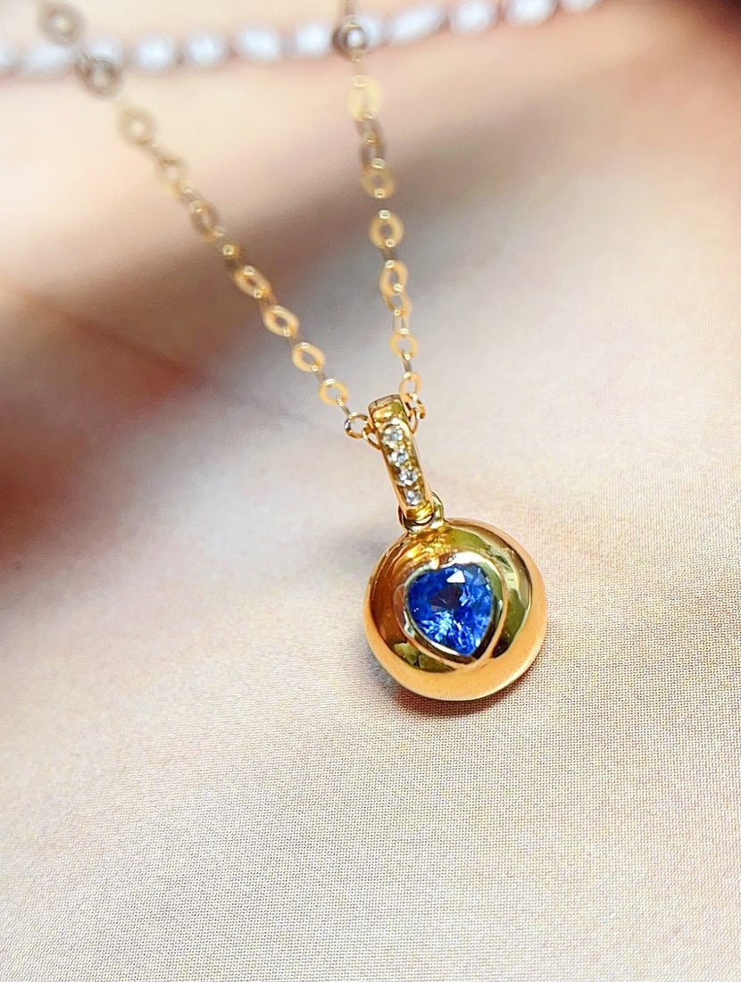 18K Gold Sapphire Collarbone Necklace - 2